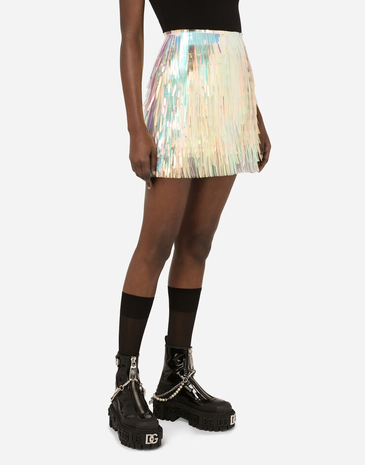 Holographic-effect fringed miniskirt - 4