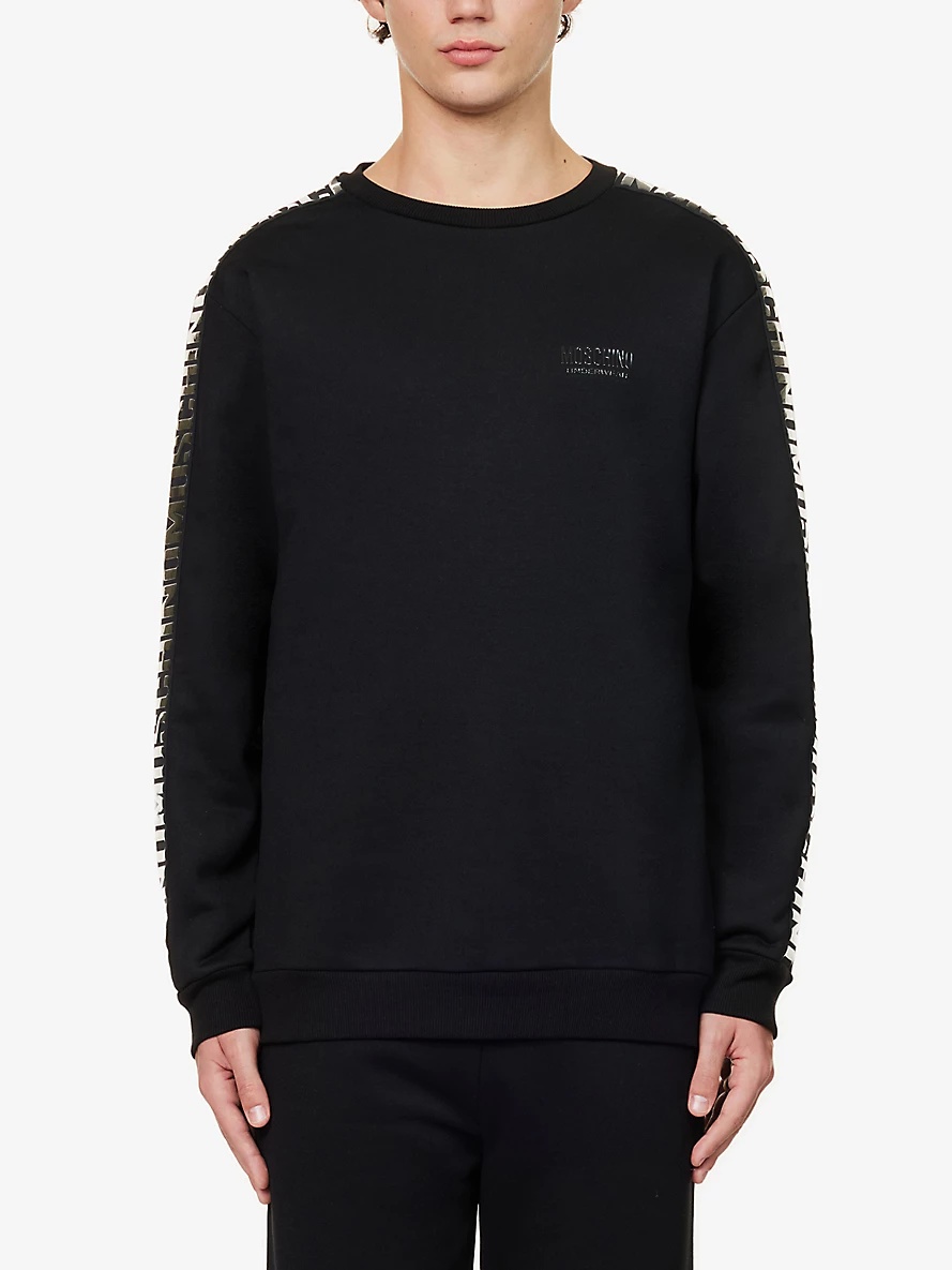 Brand-tape crewneck stretch-cotton sweatshirt - 3