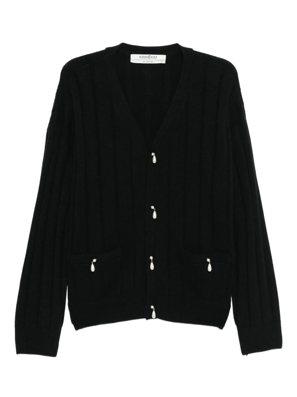 pearl-embellished wool cardigan - 1