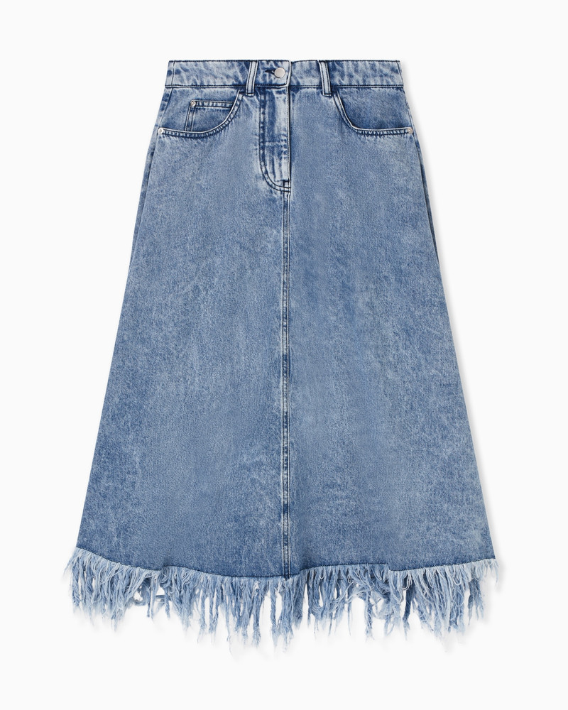 MIDI SKIRT IN VINTAGE-LOOK DENIM WITH FRINGES 1