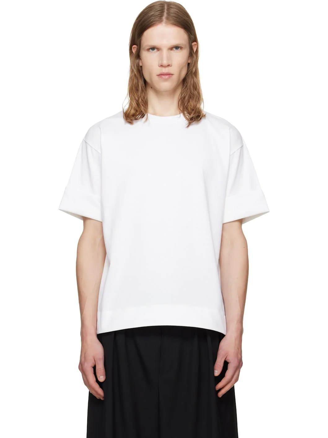 White Fitted Wire Turnup T-shirt - 1