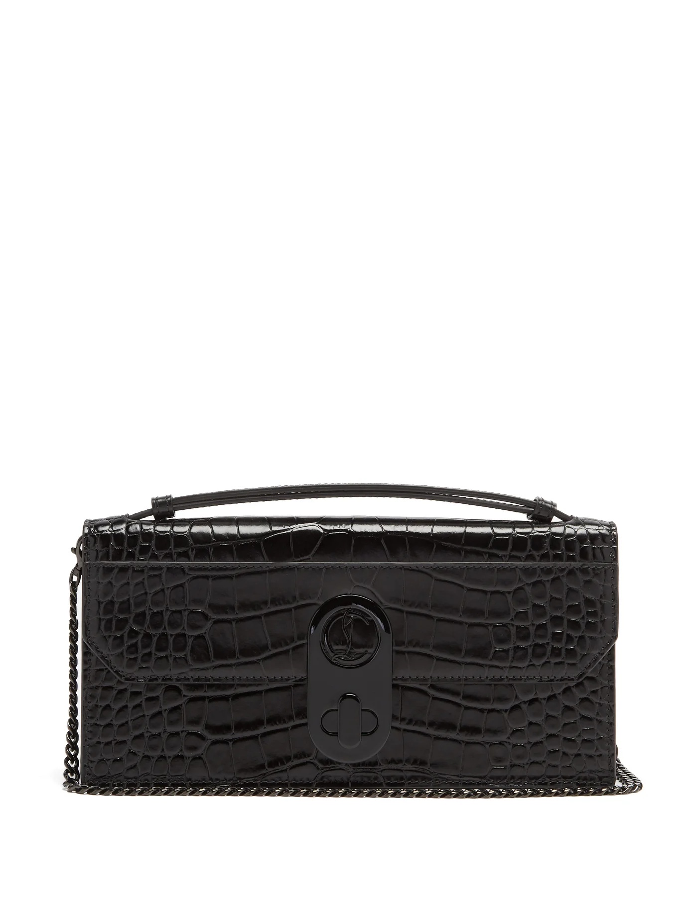 Elisa crocodile-effect leather baguette bag - 1