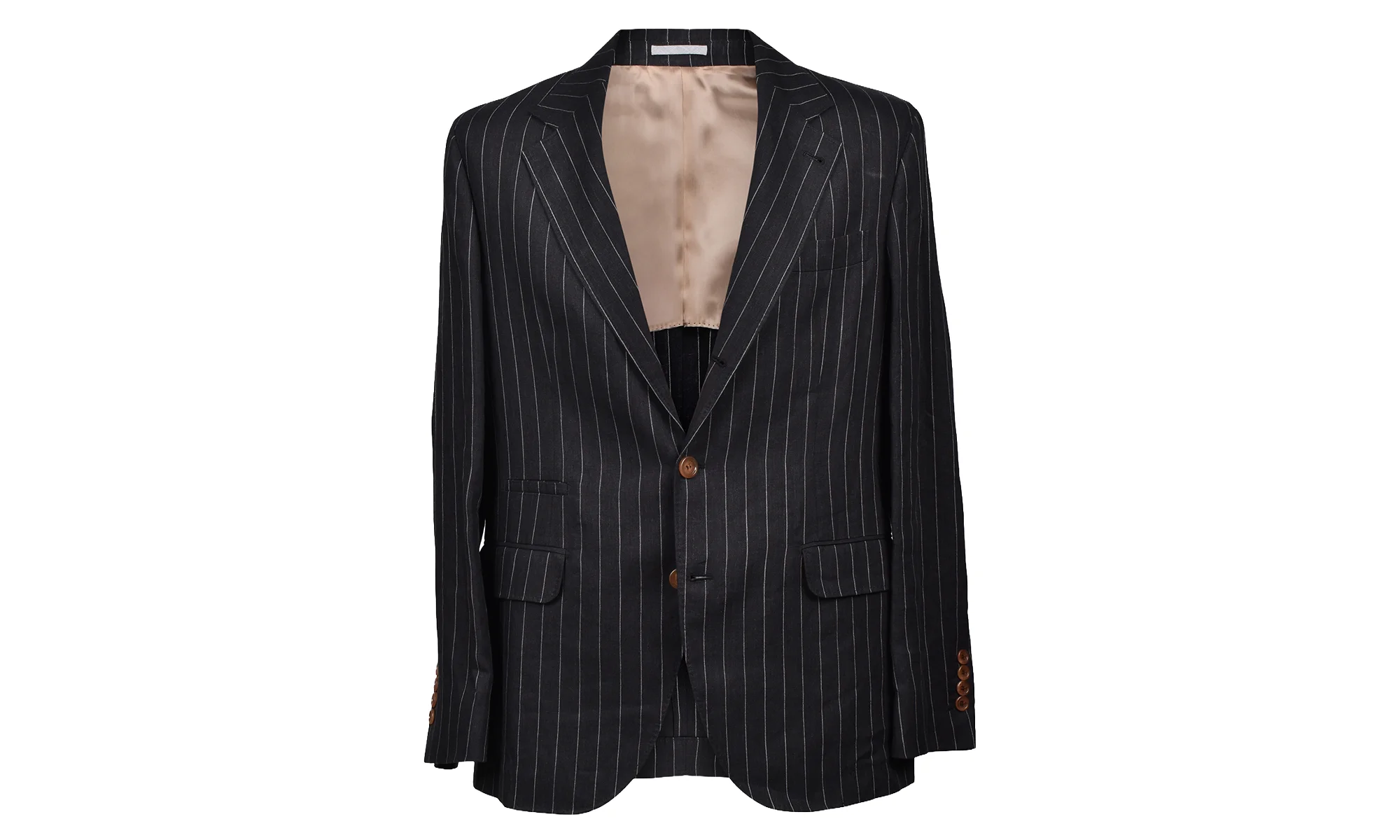 Linen Striped Suit Jacket "Black" BRUN582 - 1
