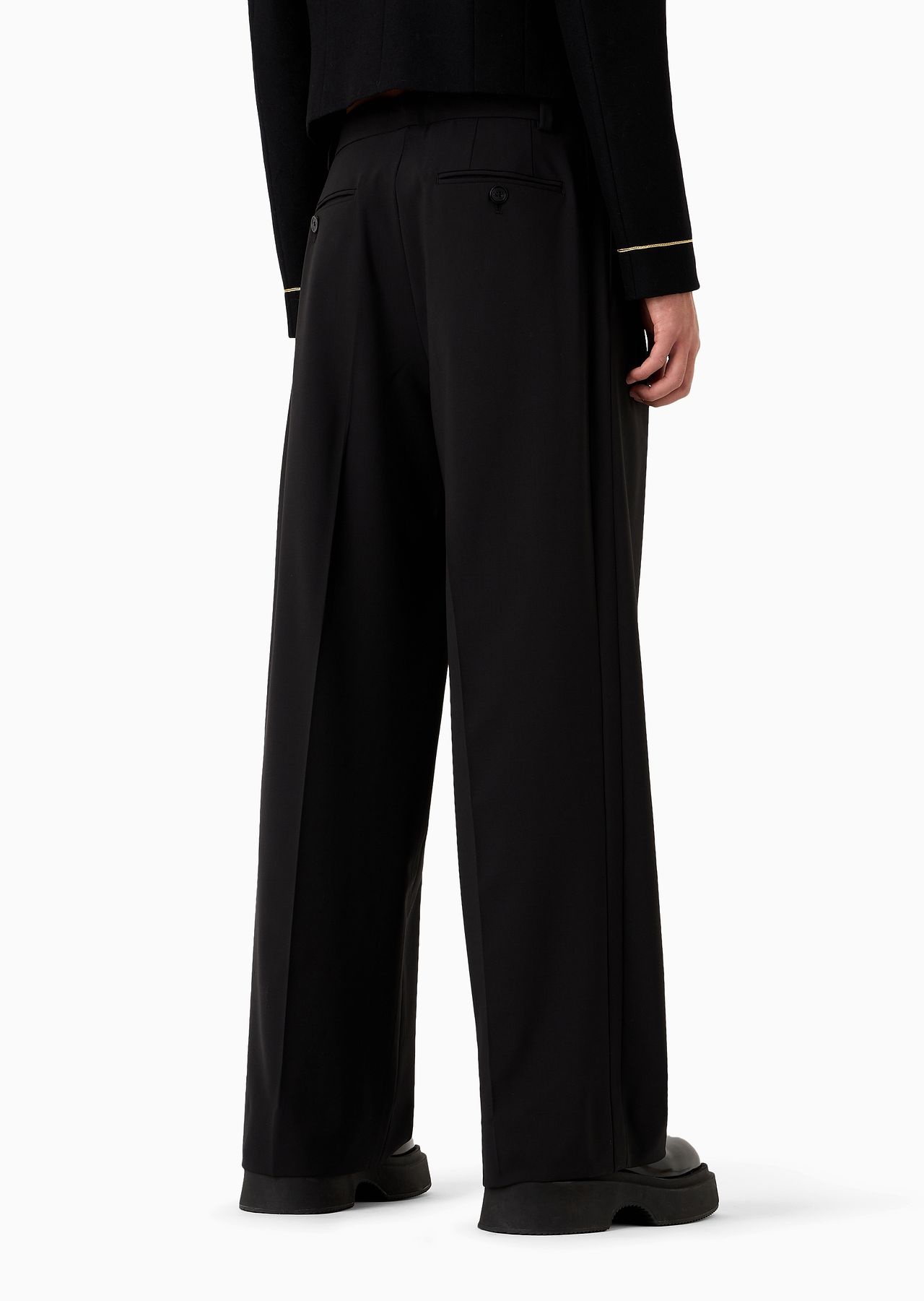 Virgin-wool two-way stretch canvas trousers with darts - 3