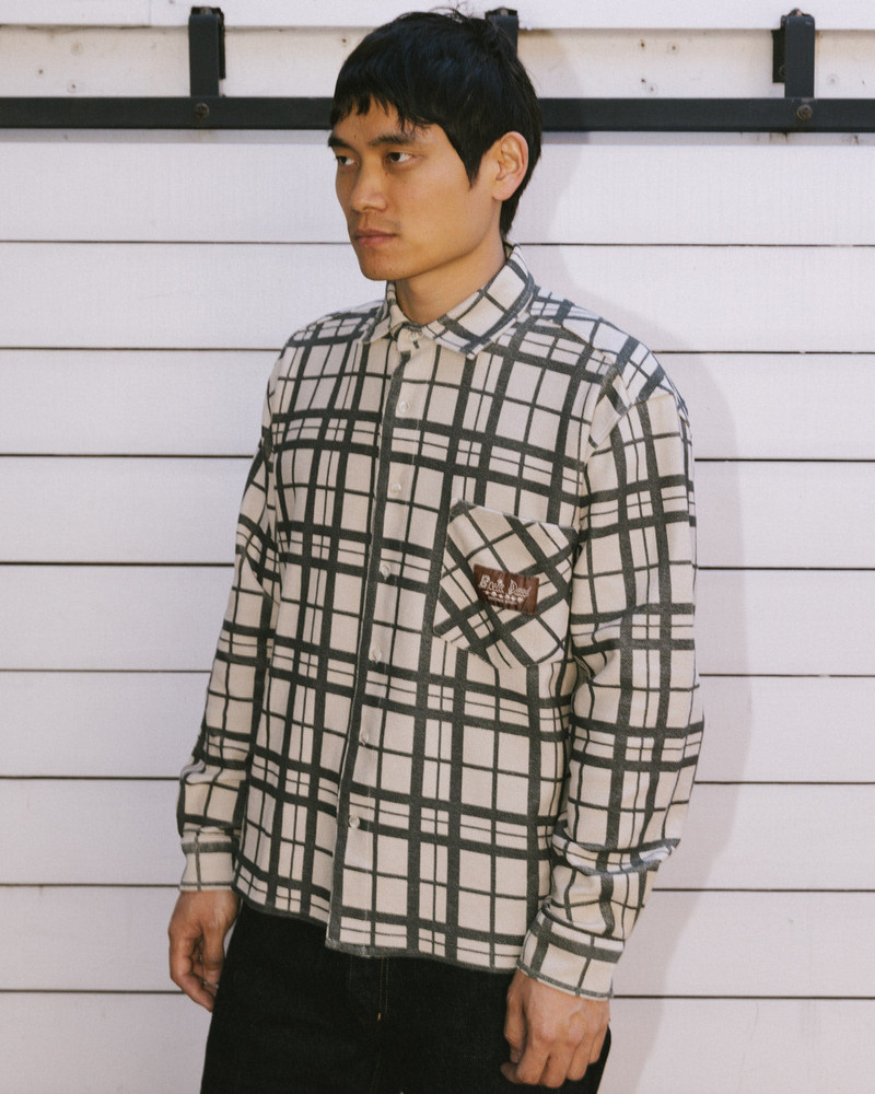 Plaid French Terry Button Up - Sand 6