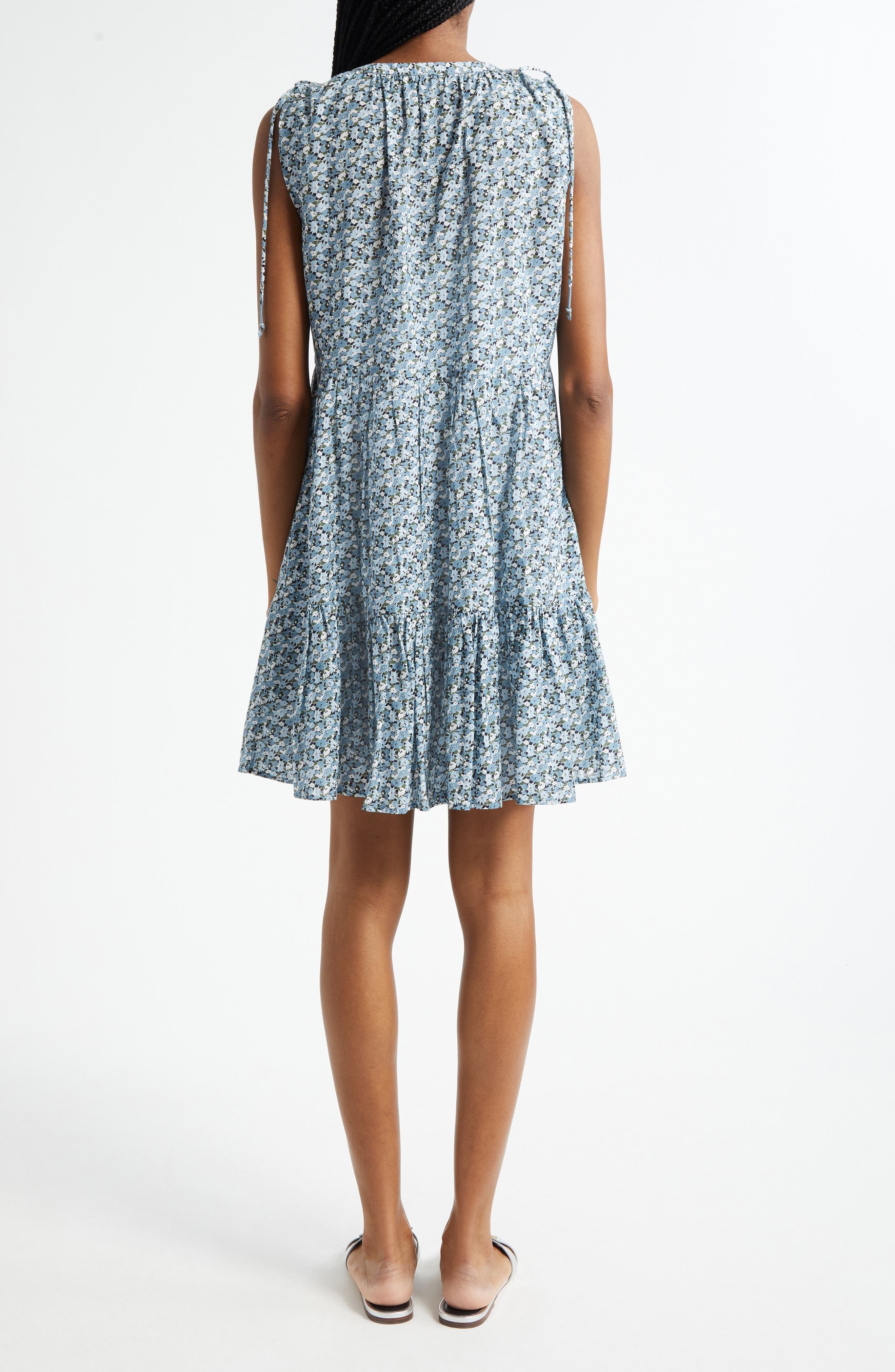 Veronica Beard Yulianna Floral Cotton Blend Dress in Lake Mist Multi at Nordstrom - 2