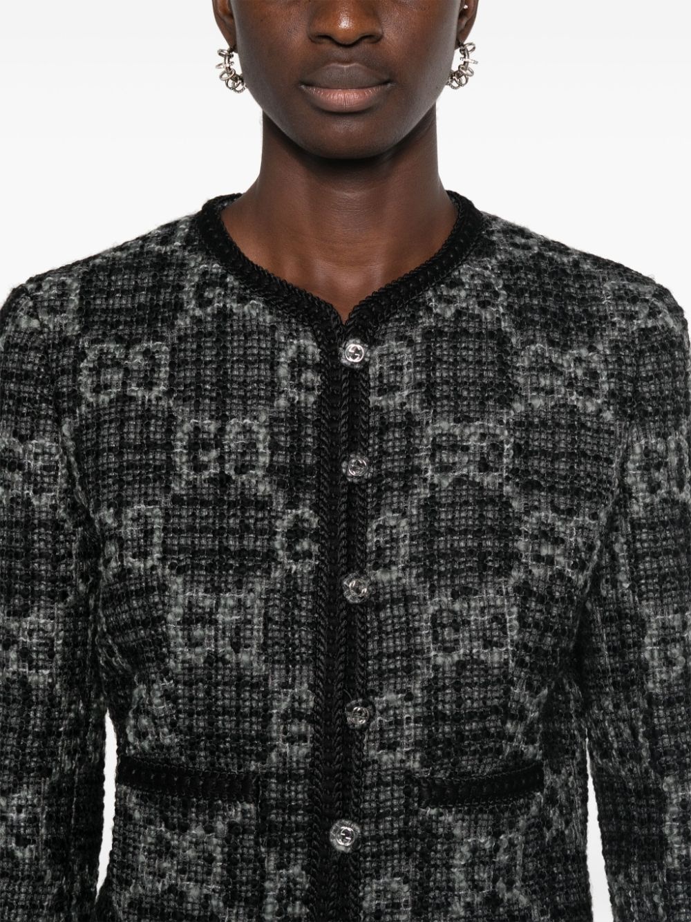 GG-pattern tweed jacket - 5