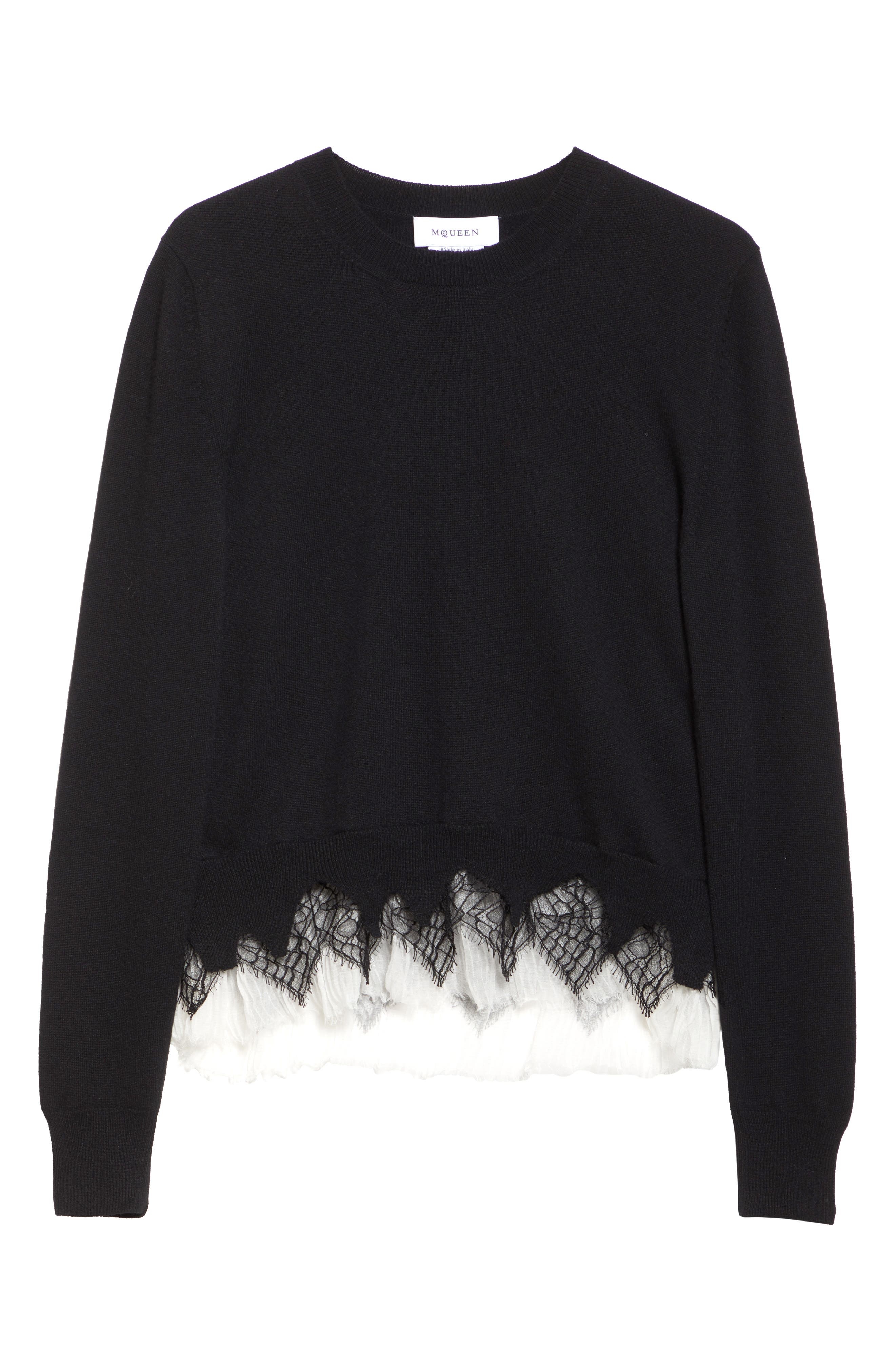 McQueen Cobweb Lace Wool & Cashmere Sweater in Black at Nordstrom - 6