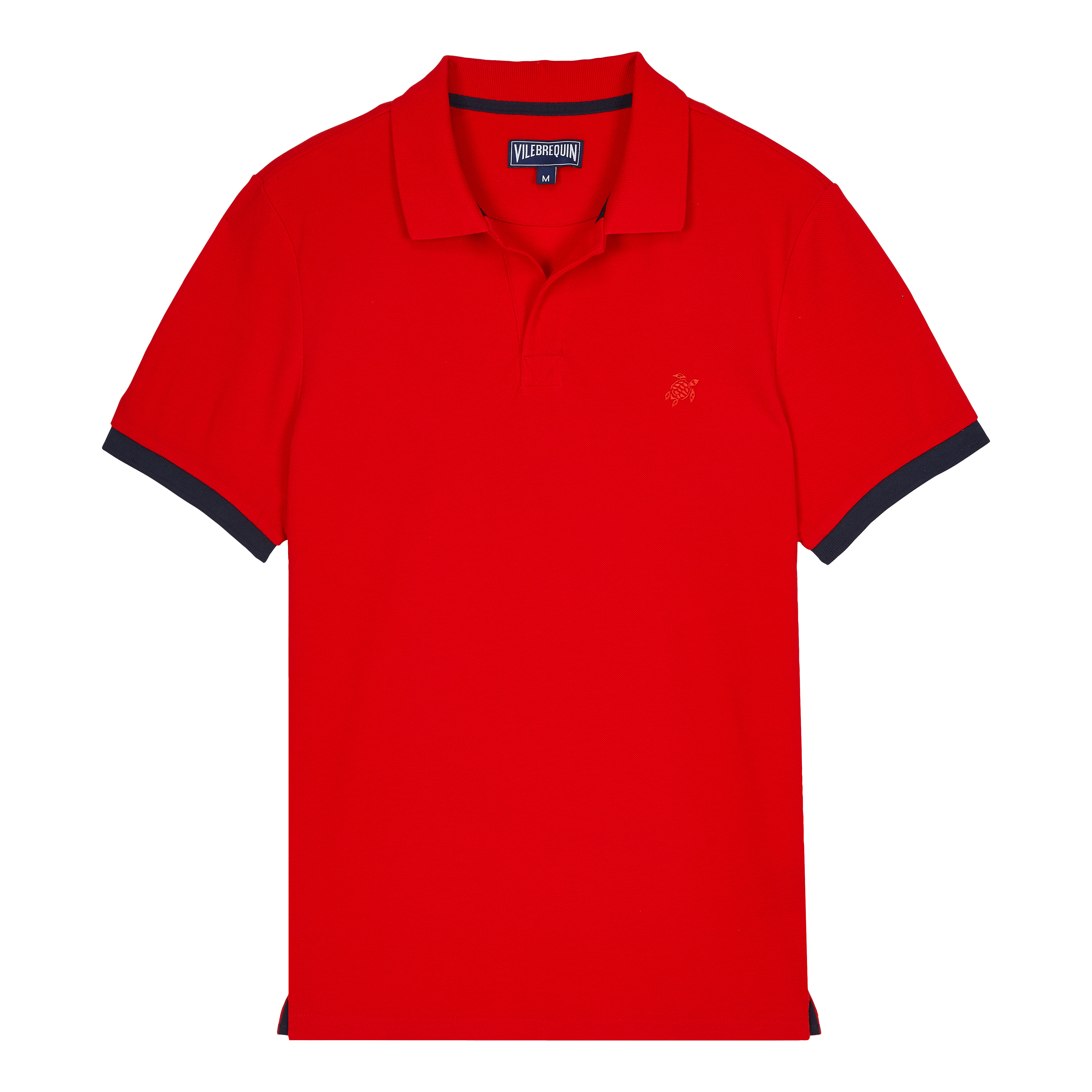 Men Cotton Pique Polo Shirt Solid - 1