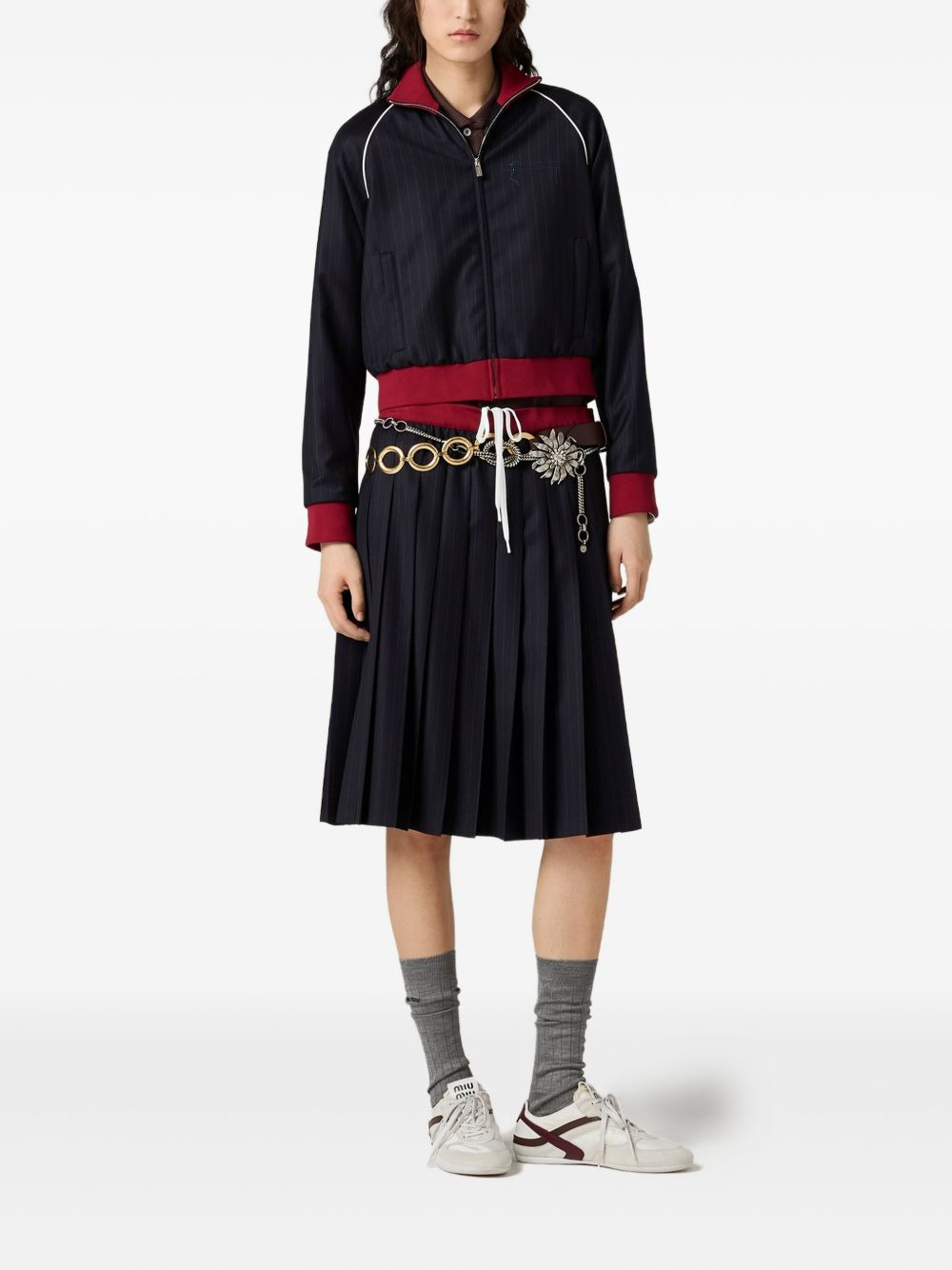 pinstripe pleated skirt - 2