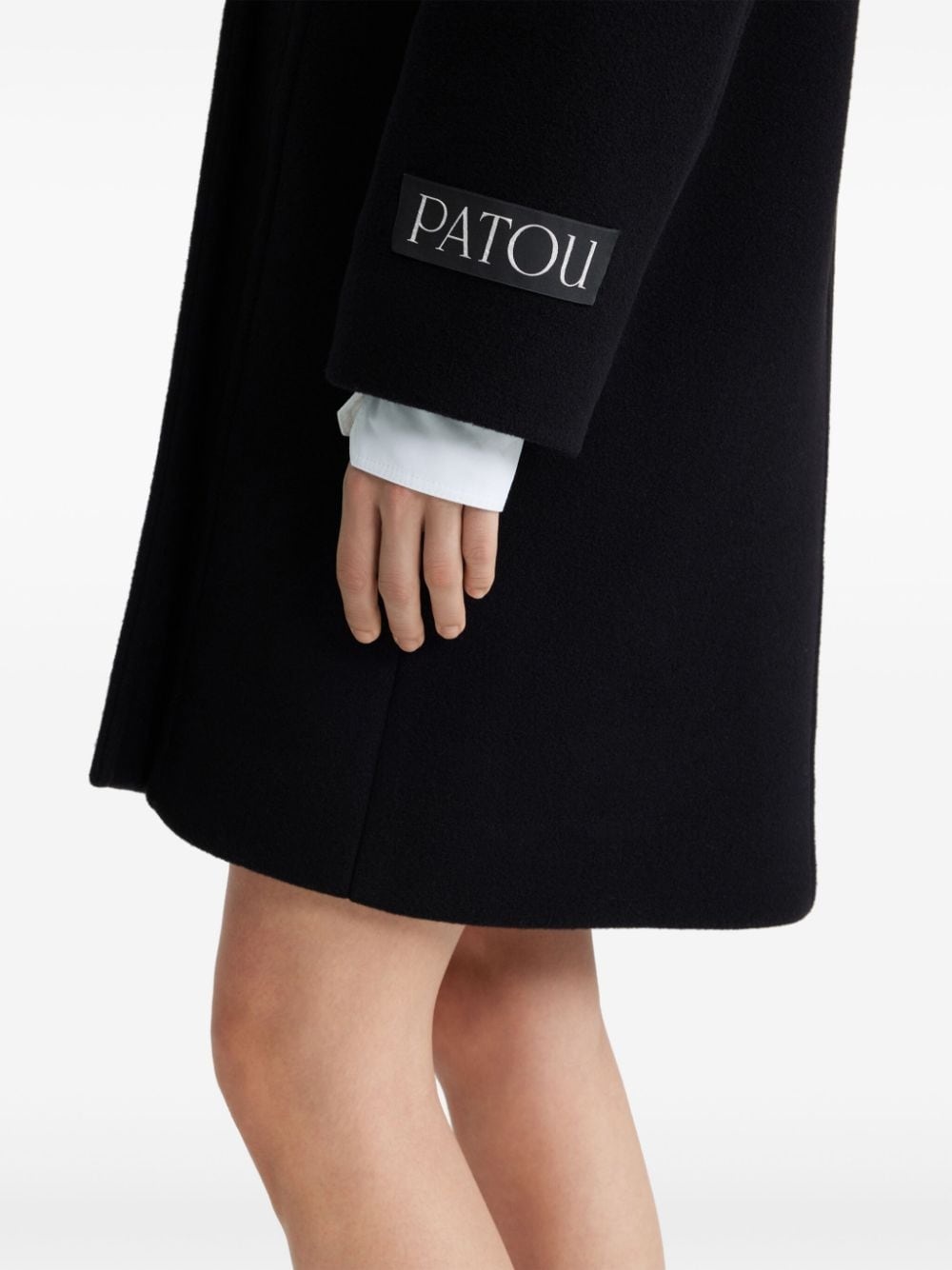 logo-patch recycled wool coat - 4