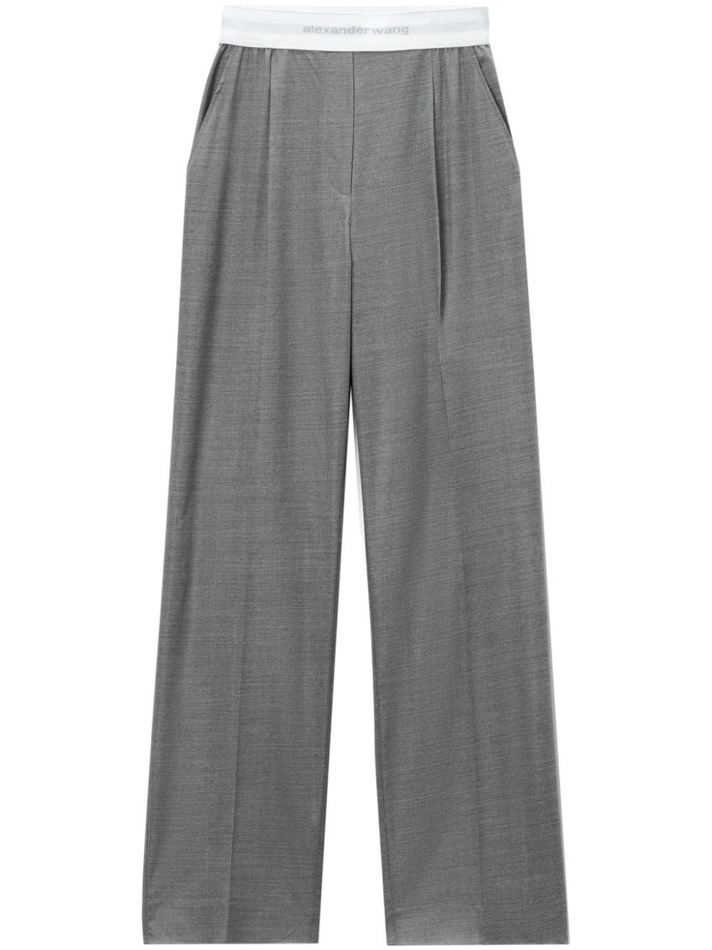 pleat-detail logo-waistband trousers - 1