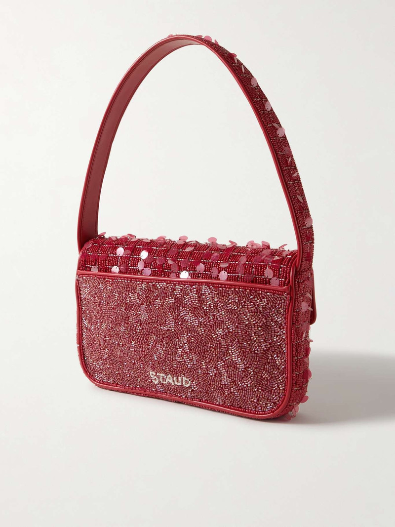 Tommy faux leather-trimmed embellished satin shoulder bag 3