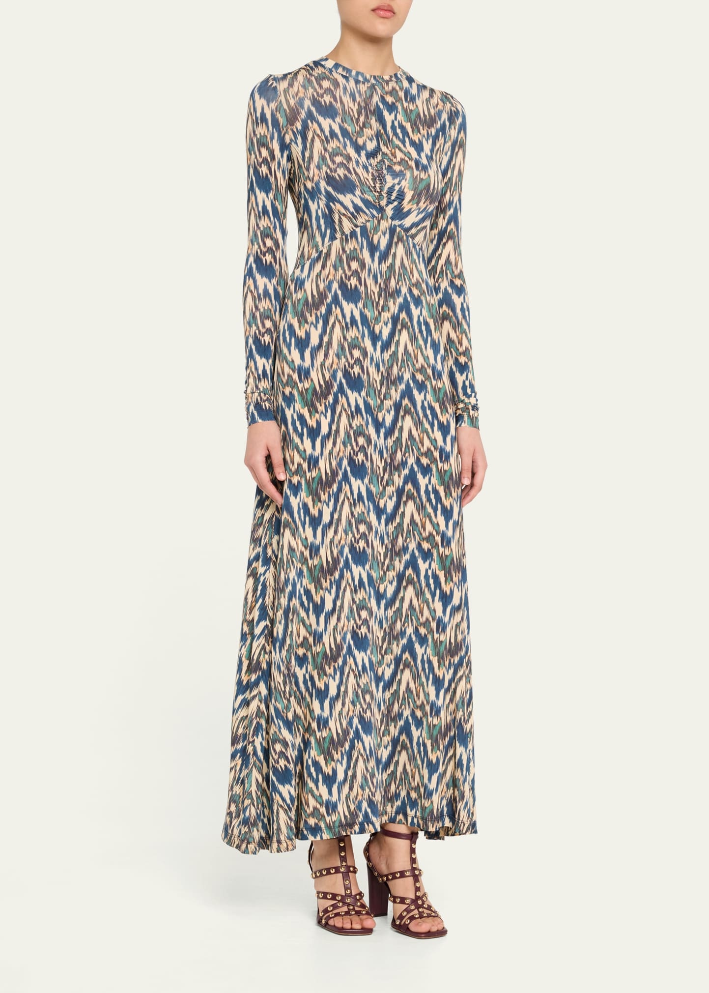 Naia Long-Sleeve Ruched Midi Dress - 4