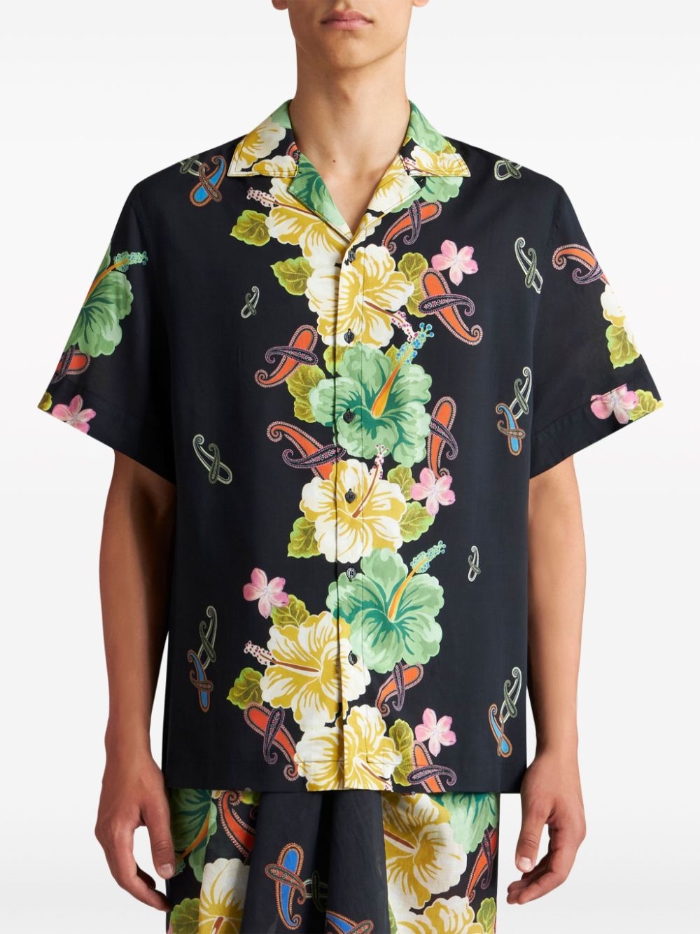floral-print cotton shirt - 3
