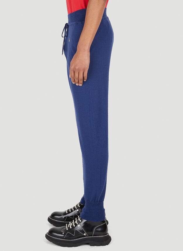 Logo Patch Knitted Track Pants in Blue - 3