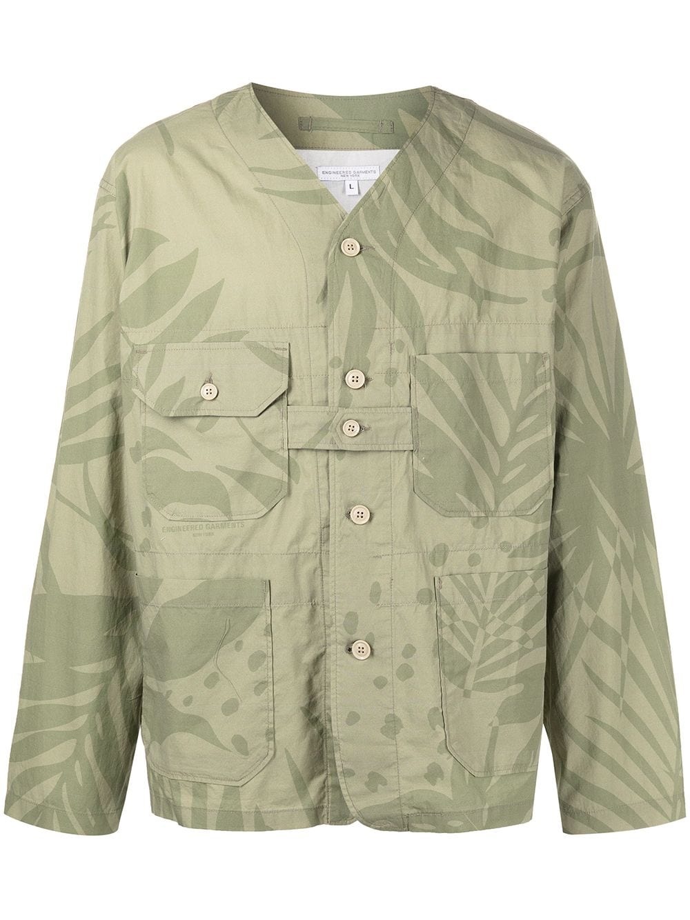 leaf-print lightweight jacket - 1