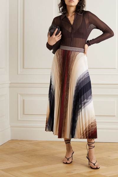 Missoni Pleated striped metallic crochet-knit midi skirt outlook