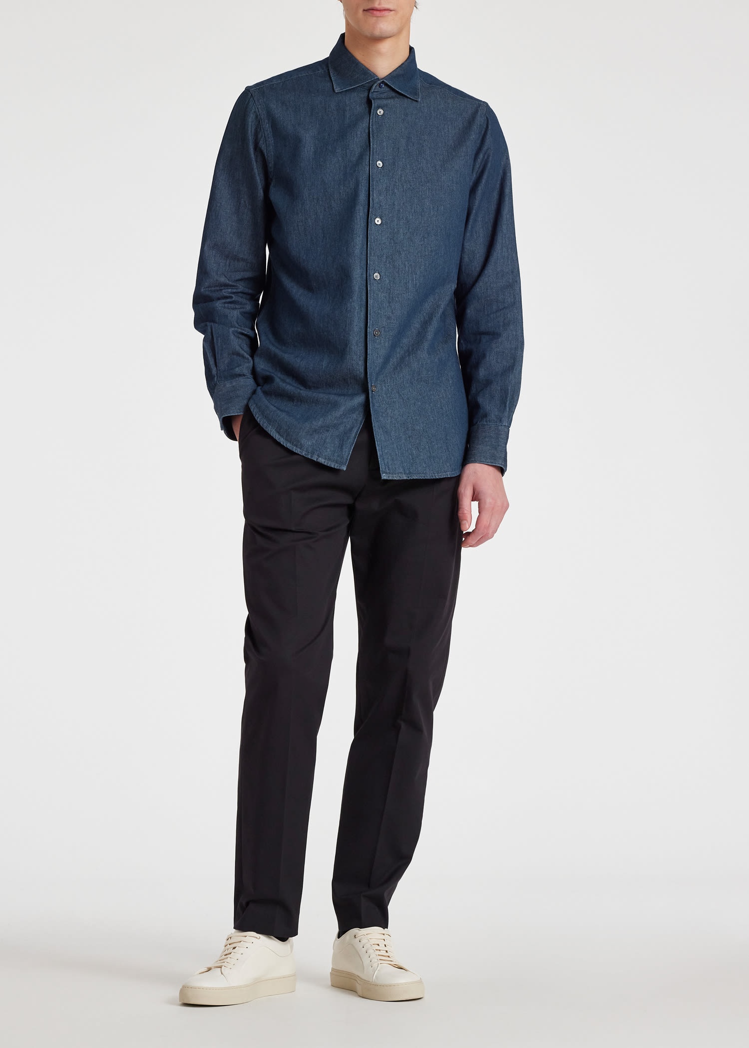 Slim-Fit Washed Cotton Denim Shirt - 5