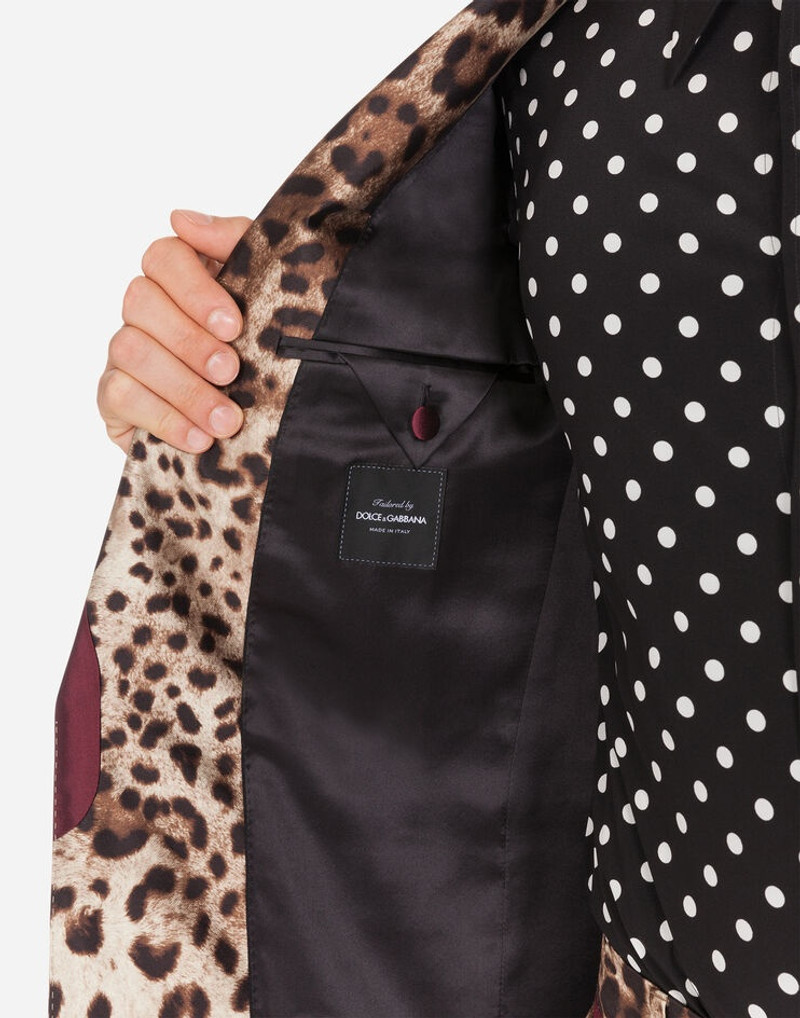 Silk mikado casino jacket with leopard print 5