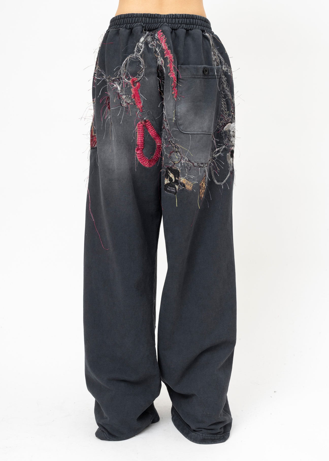 BLACK DOUBLET EMBROIDERED CHAIN ZIP-UP SWEATPANTS - 3