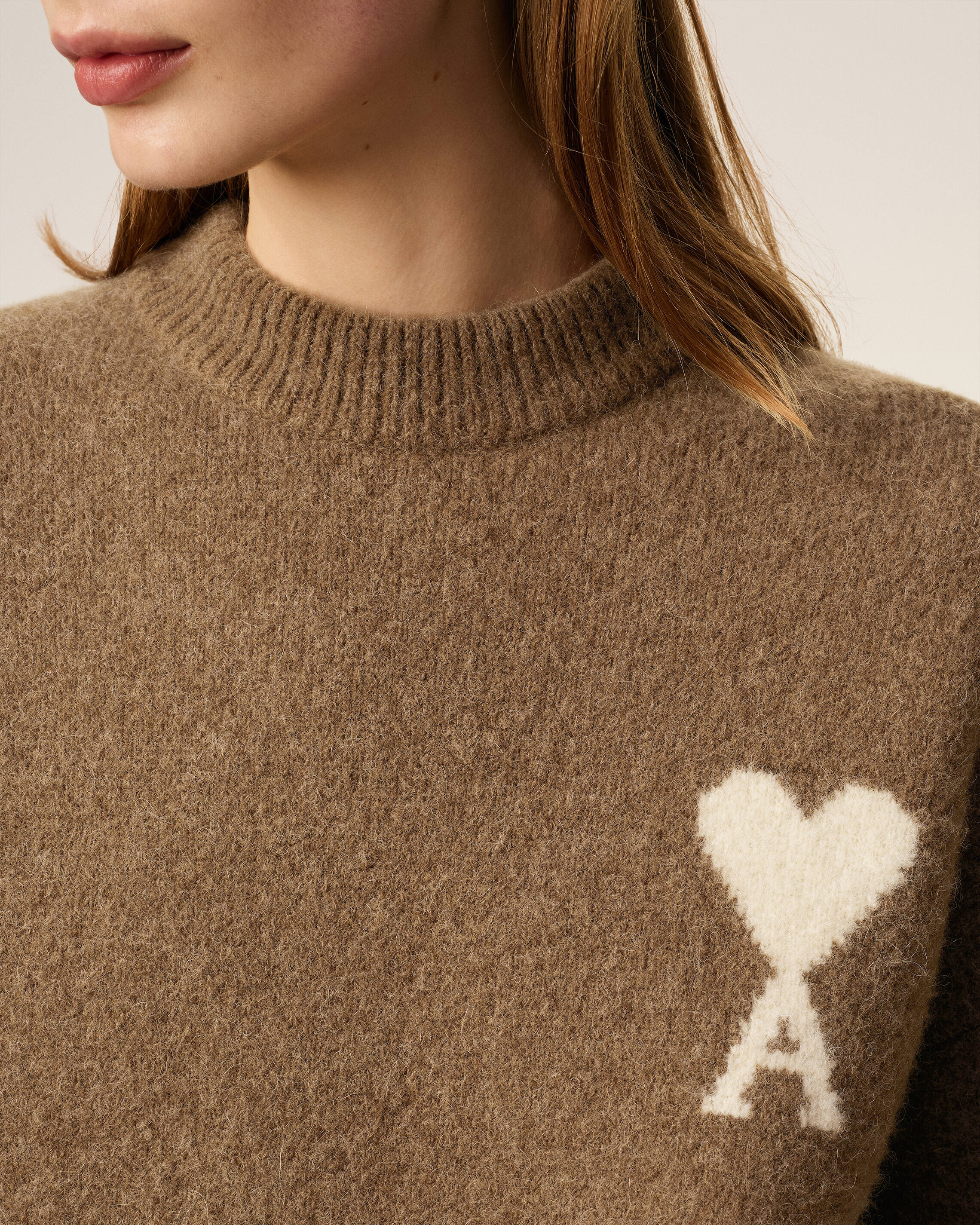 BROWN ALPACA AMI DE COEUR CREWNECK SWEATER - 4