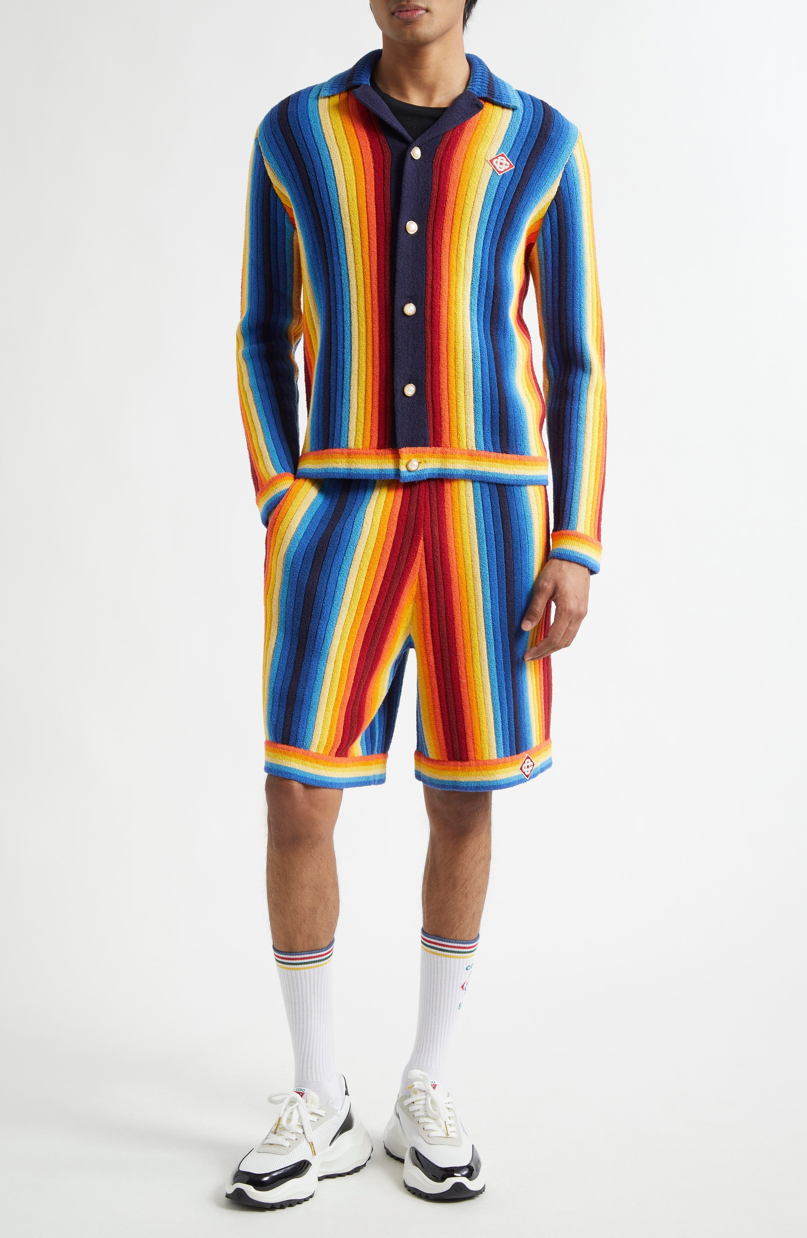 Casablanca Gradient Stripe Terry Cloth Shorts in Blue Multi at Nordstrom - 2