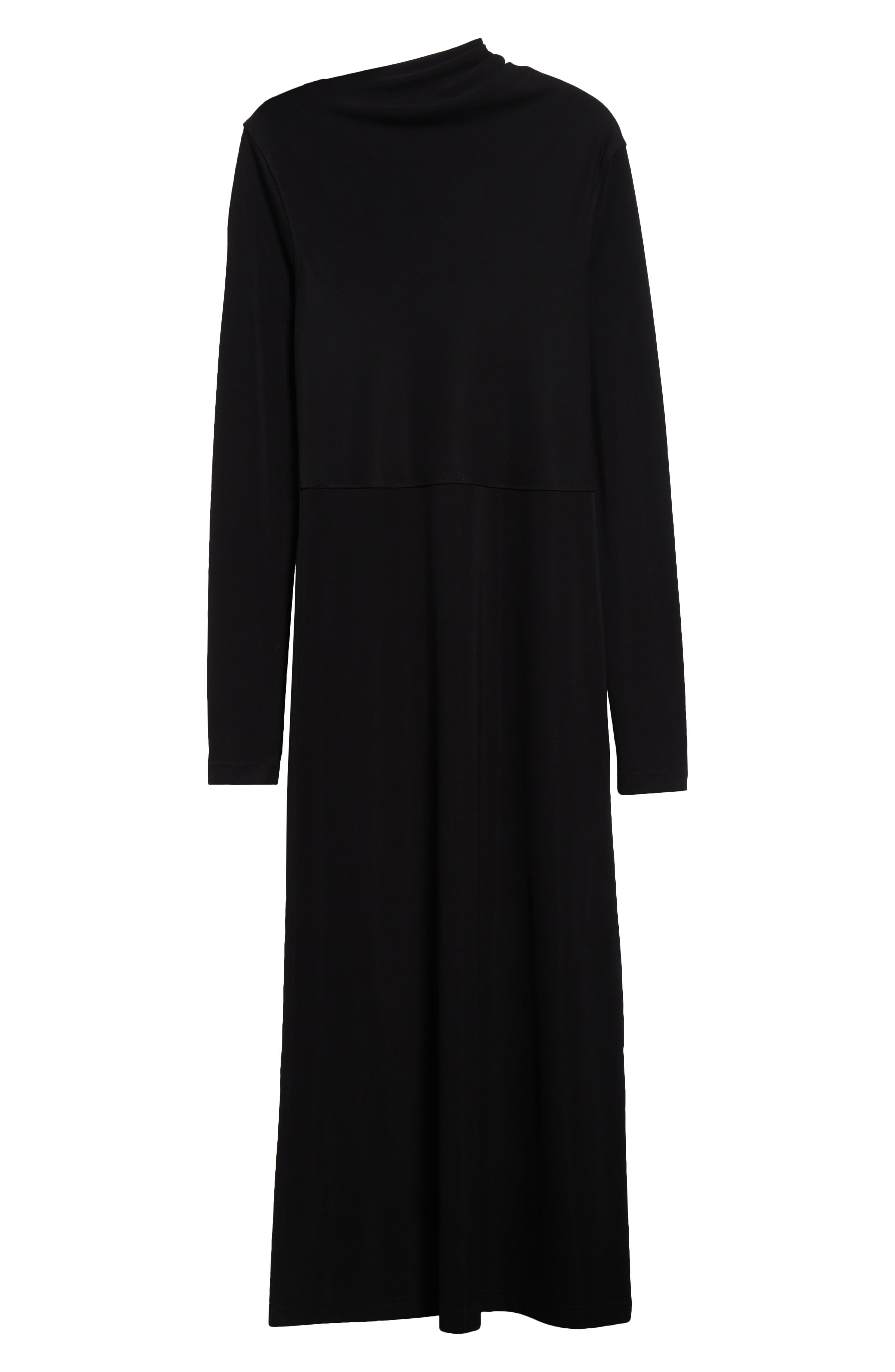TOTEME Draped Long Sleeve Jersey Dress in Black at Nordstrom - 5