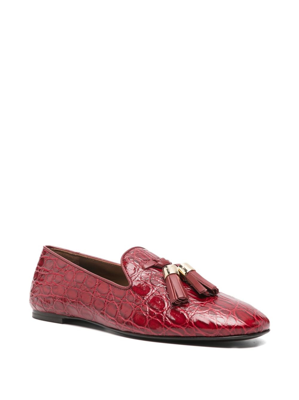 crocodile-embossed tassel loafers - 2