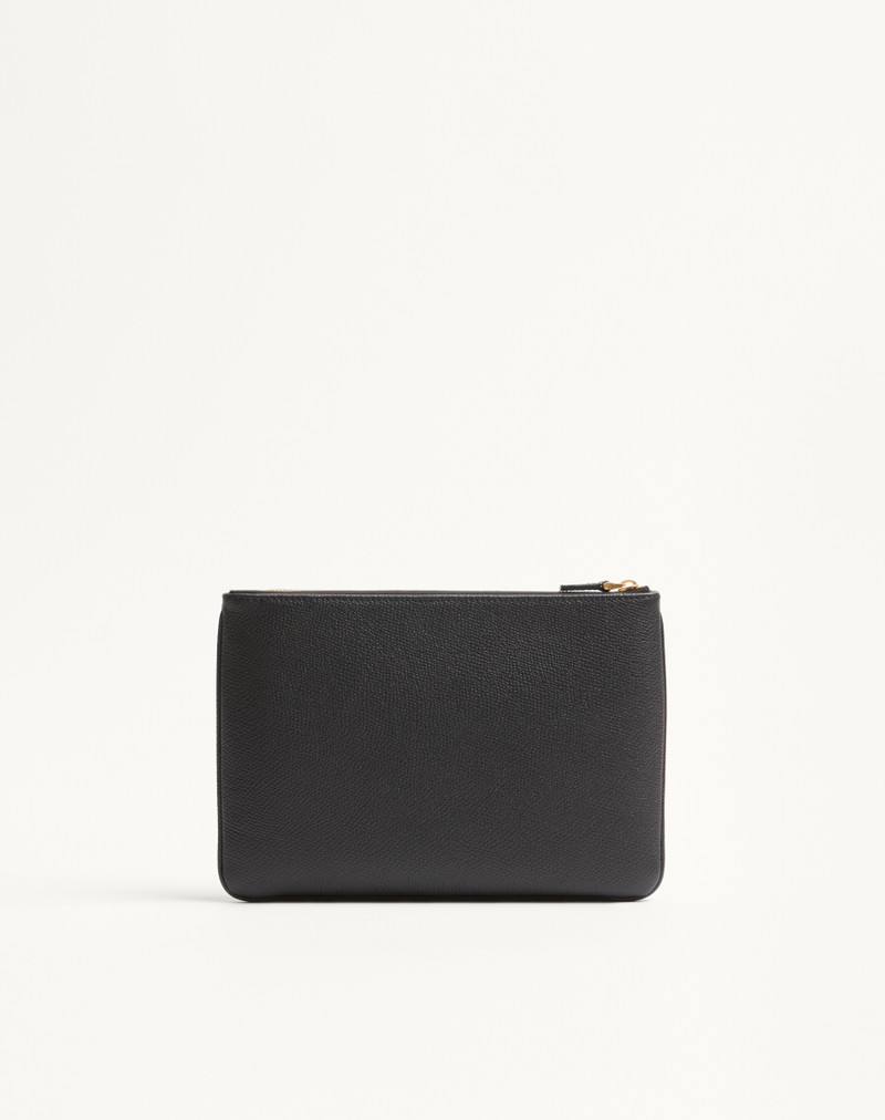 VLOGO SIGNATURE GRAINY CALFSKIN CLUTCH BAG 4
