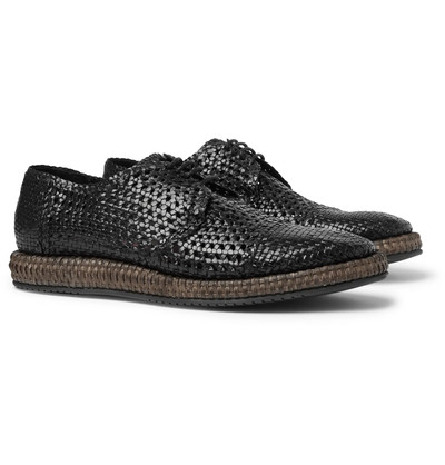 Dolce & Gabbana Woven Leather and Straw Derby Shoes outlook