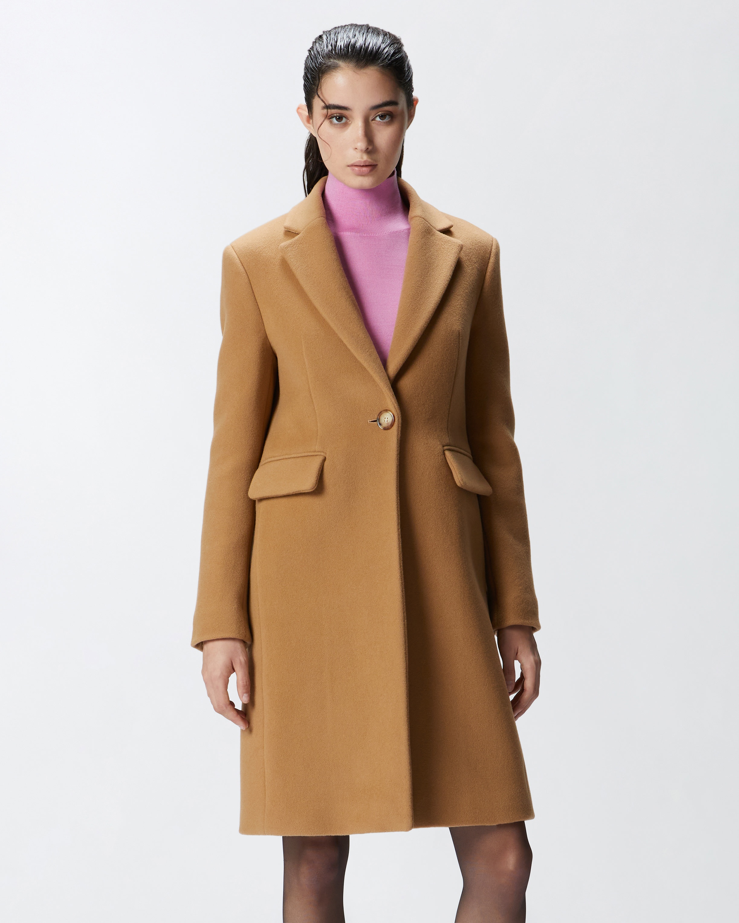 SINGLE-BREASTED WOOL-BLEND CLOTH COAT - 3