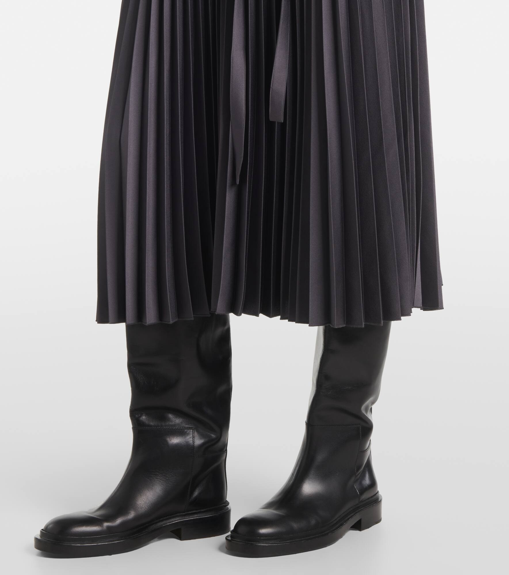 Volta belted plissé satin midi dress - 6