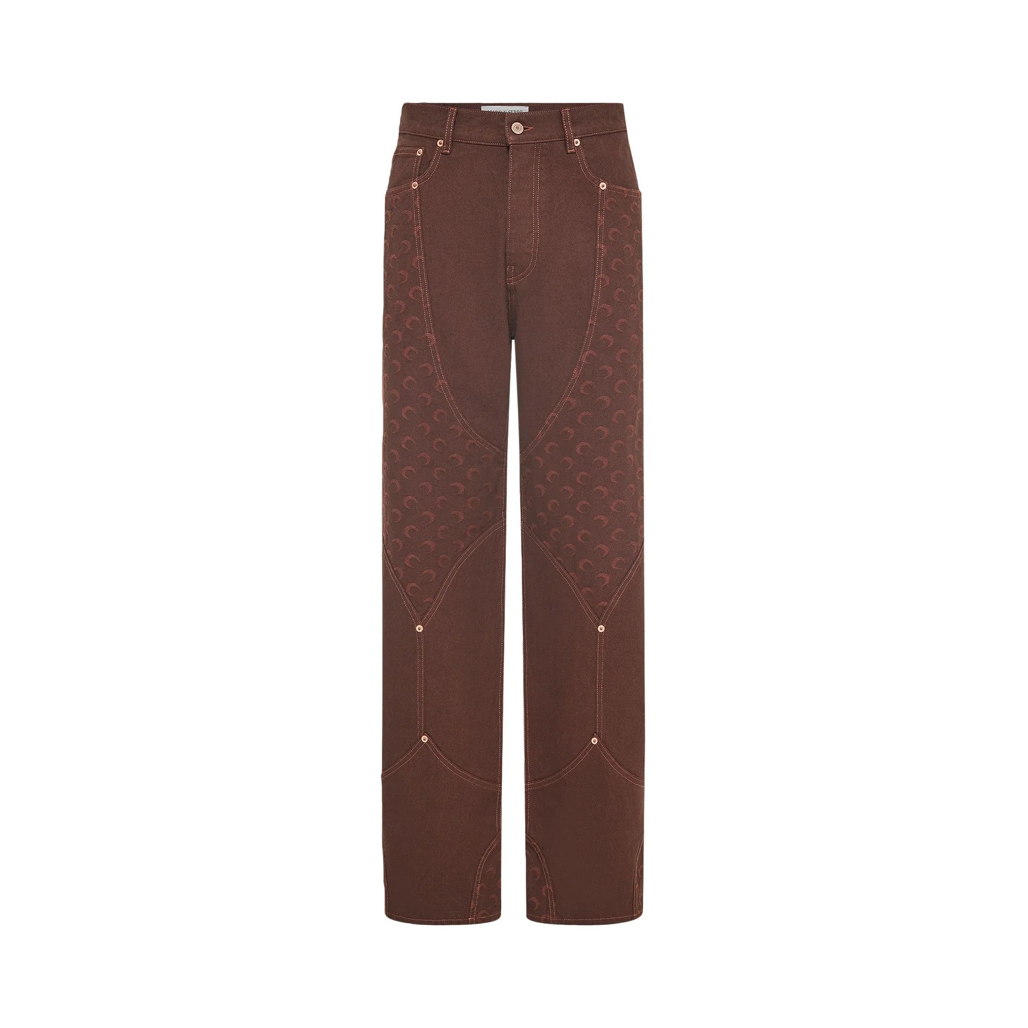 Marine Serre Moon Jacquard Twill Workwear Pants 'Deep Brown' - 1