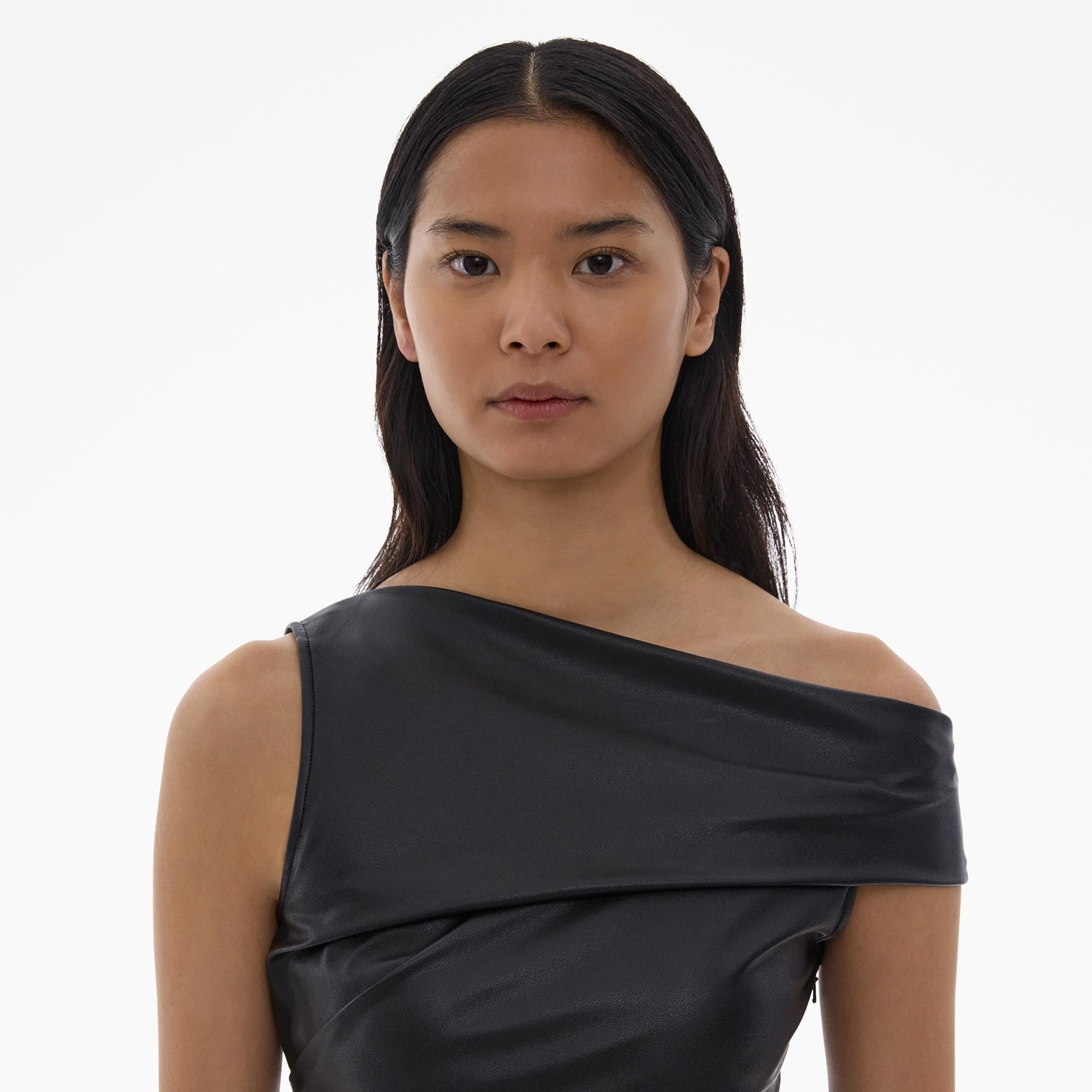 FAUX LEATHER ASYMMETRICAL TOP - 7