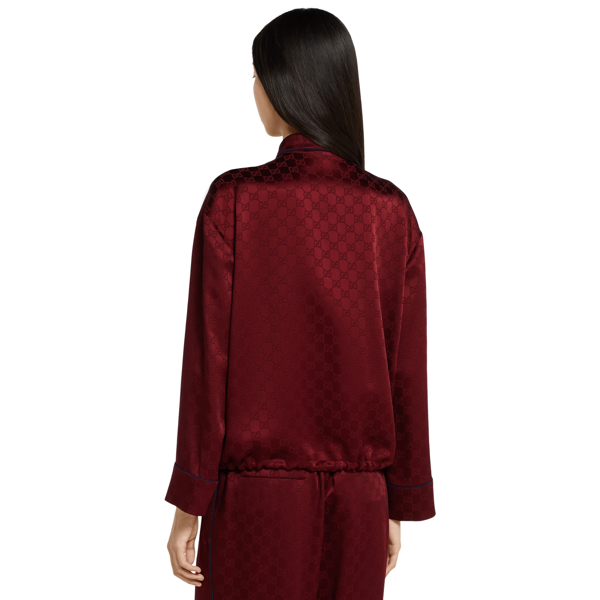 GG satin shirt with tie waist - 4