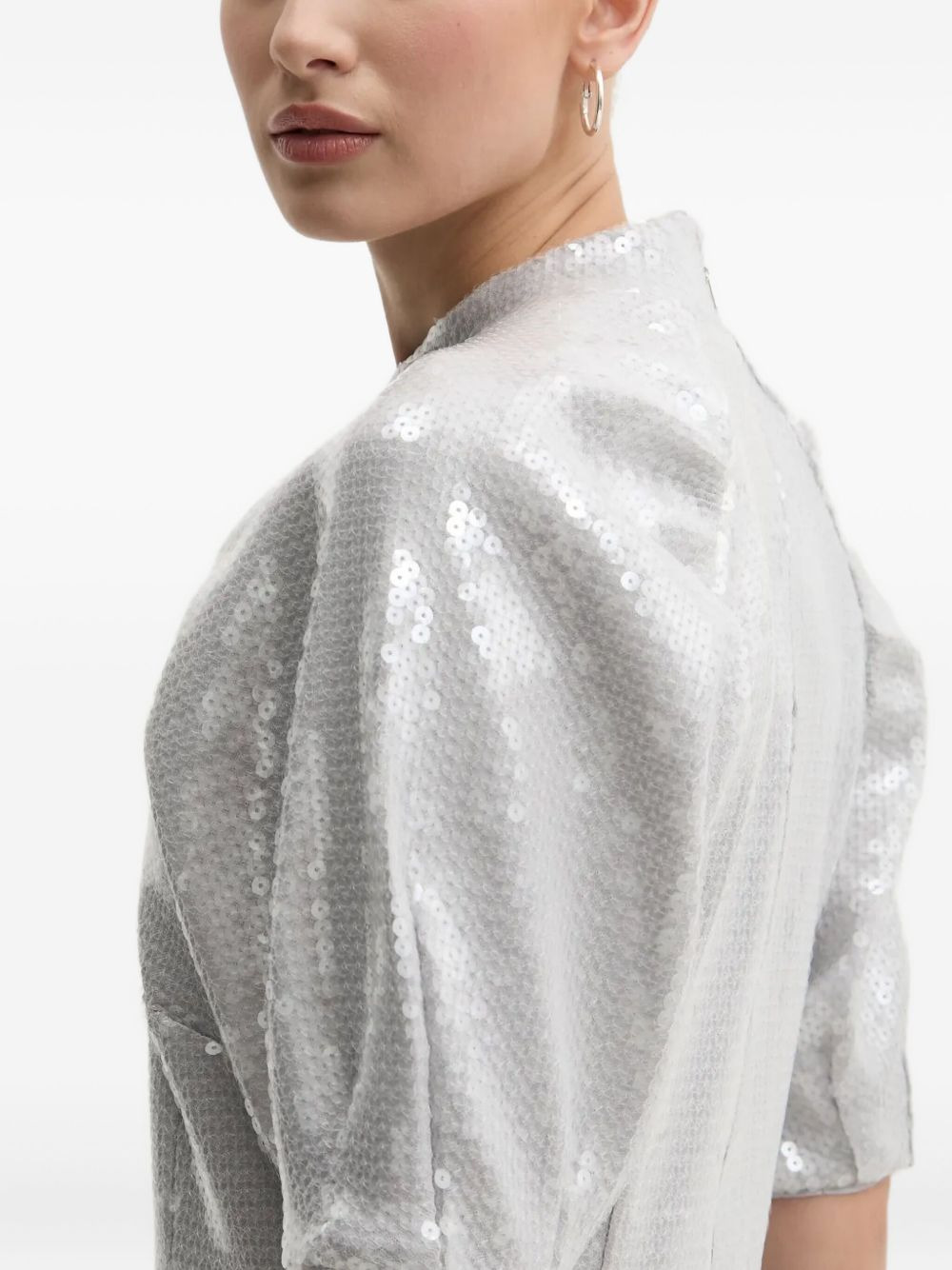 puff-sleeve sequinned dress - 4