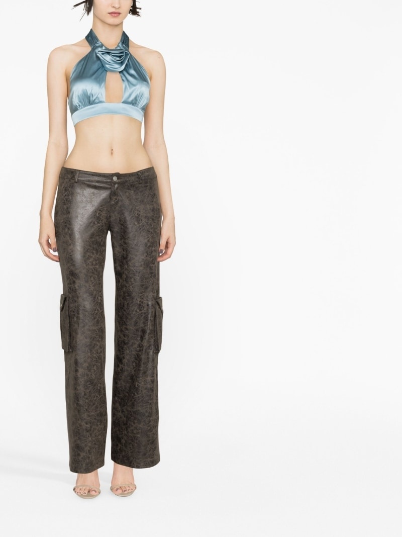 cut-out satin crop top - 2