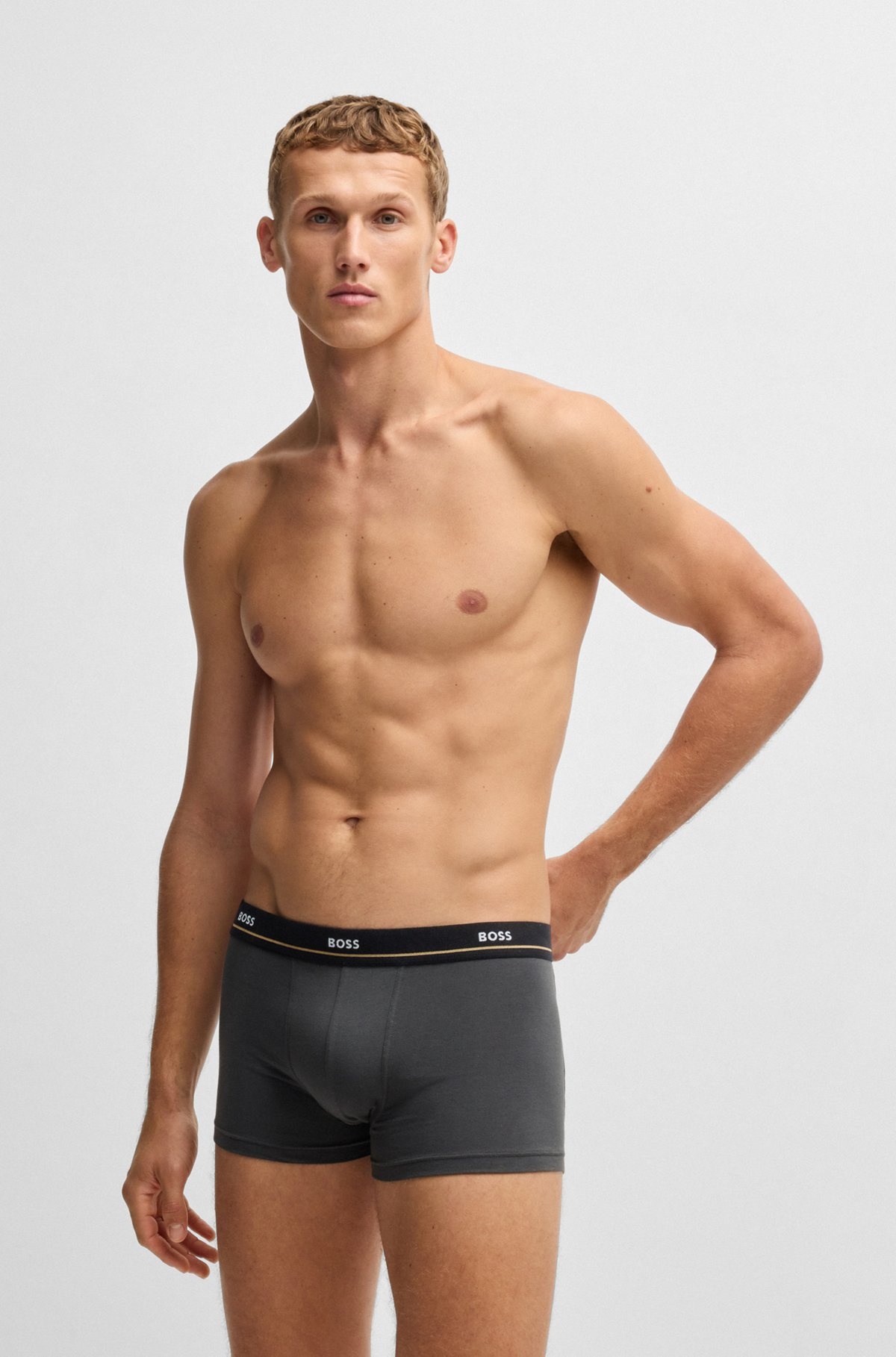 THREE-PACK OF STRETCH-COTTON TRUNKS WITH LOGO WAISTBANDS - 7