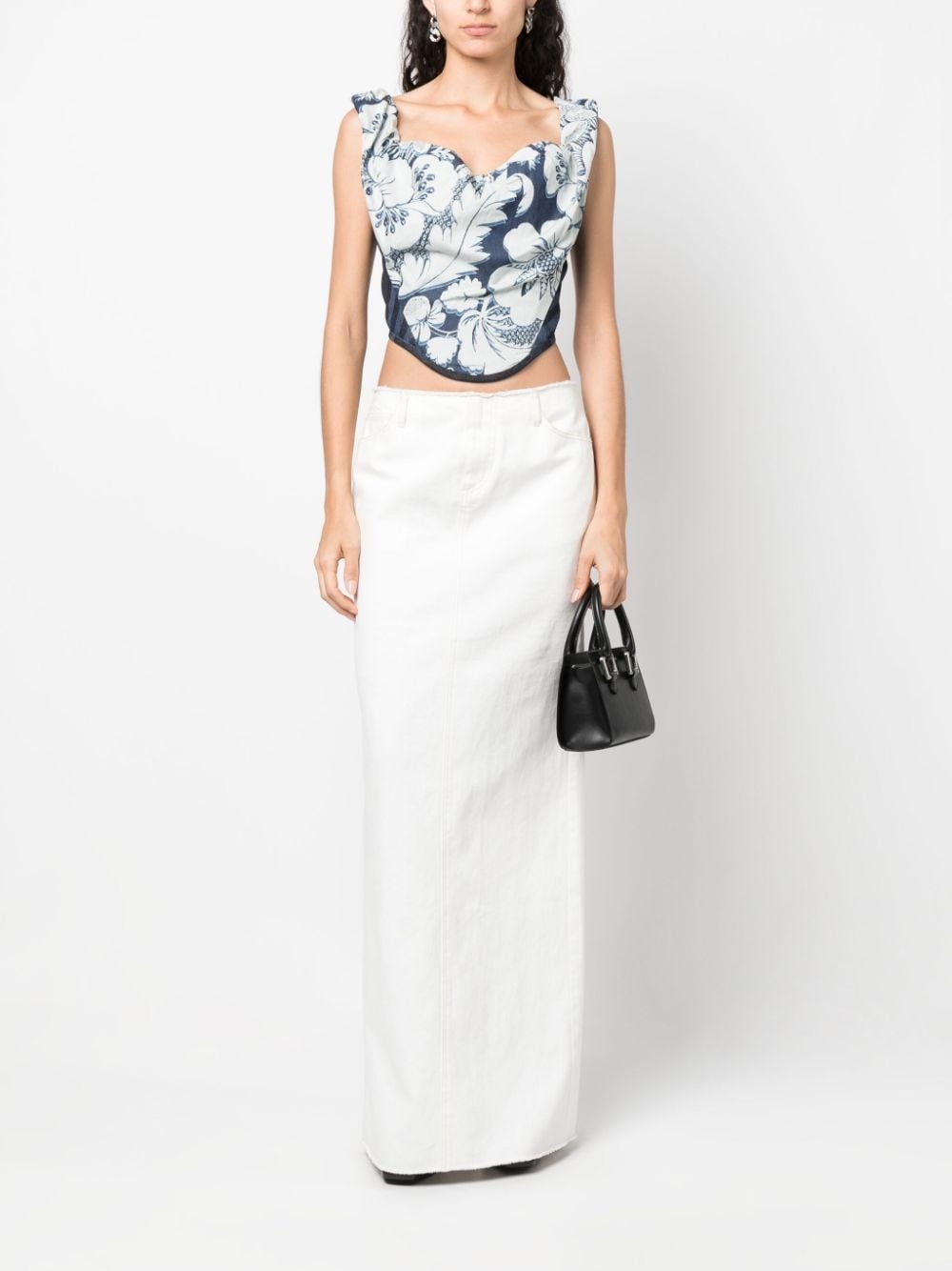 floral-print cropped top - 2
