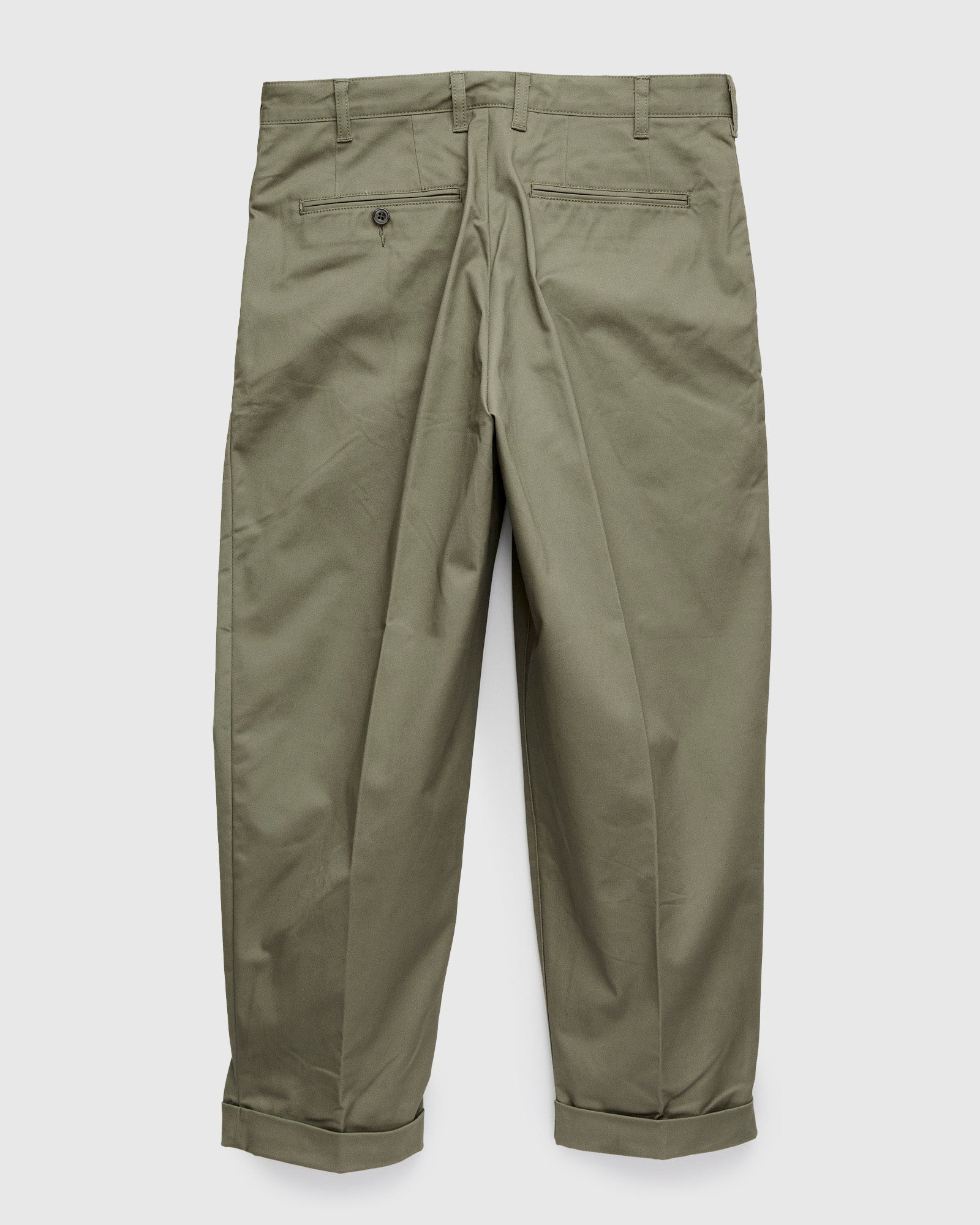 2-Pleat Twill Trousers in Olive - 2