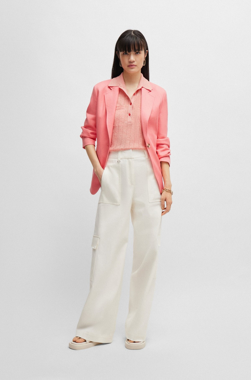 BOSS KNIT POLO IN LINEN-BLEND outlook