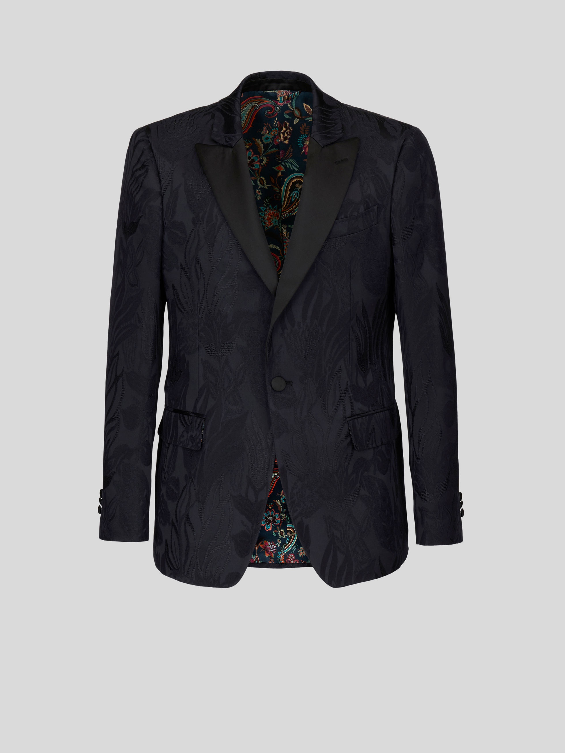 TAILORED LEAFY FLORAL JACQUARD JACKET - 1