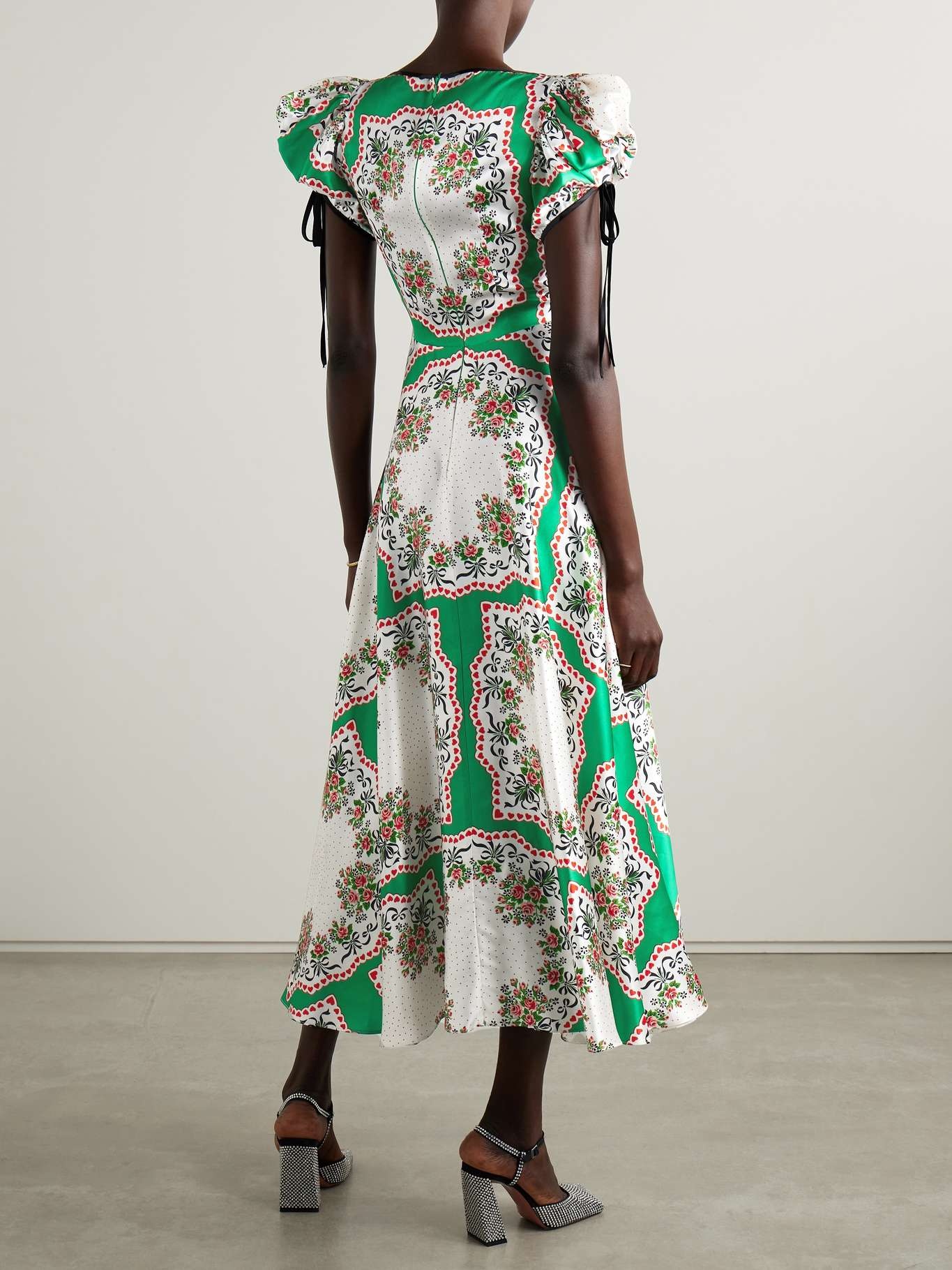 Printed silk-satin midi dress - 3