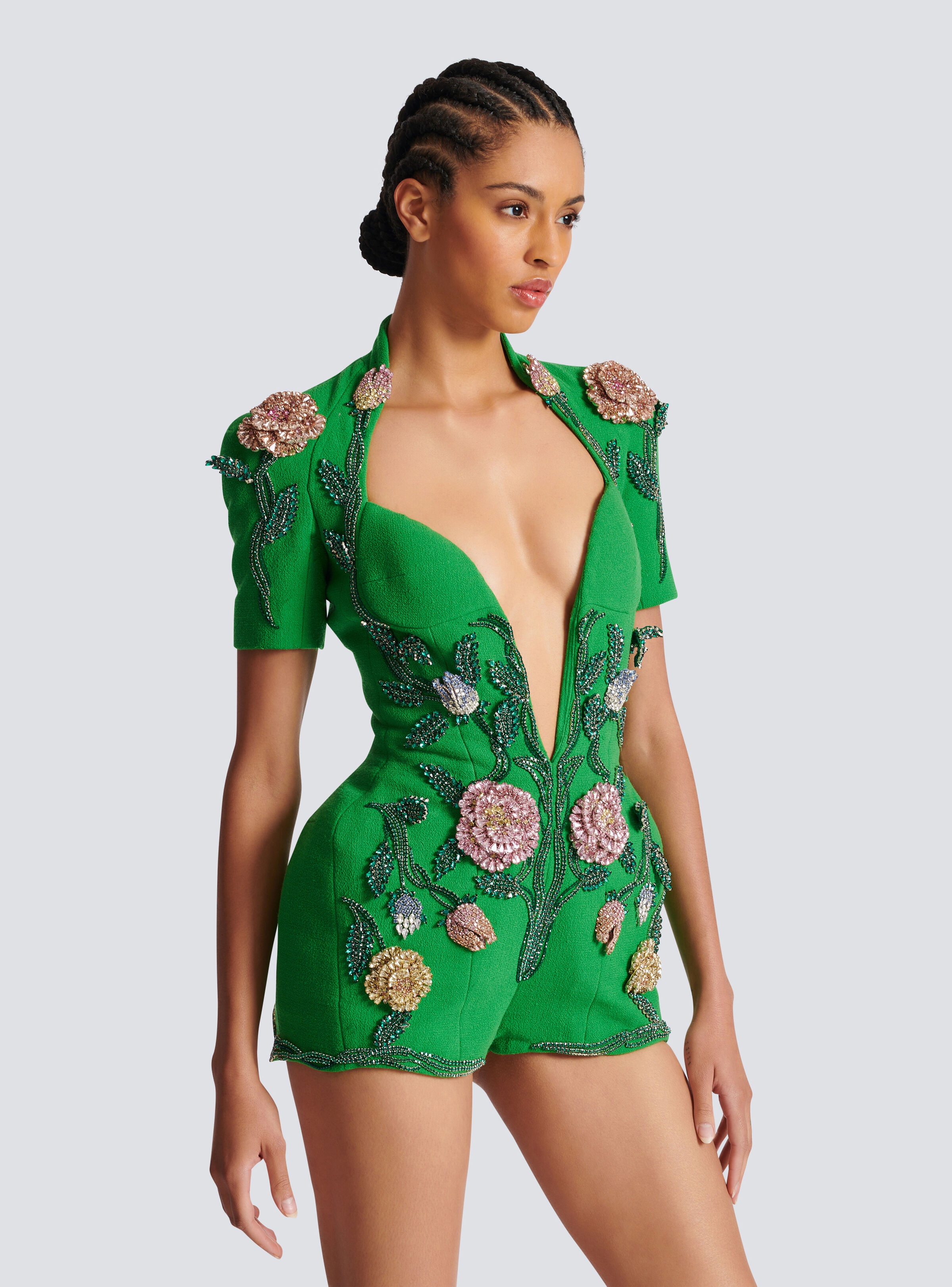 Flower-embroidered playsuit - 6