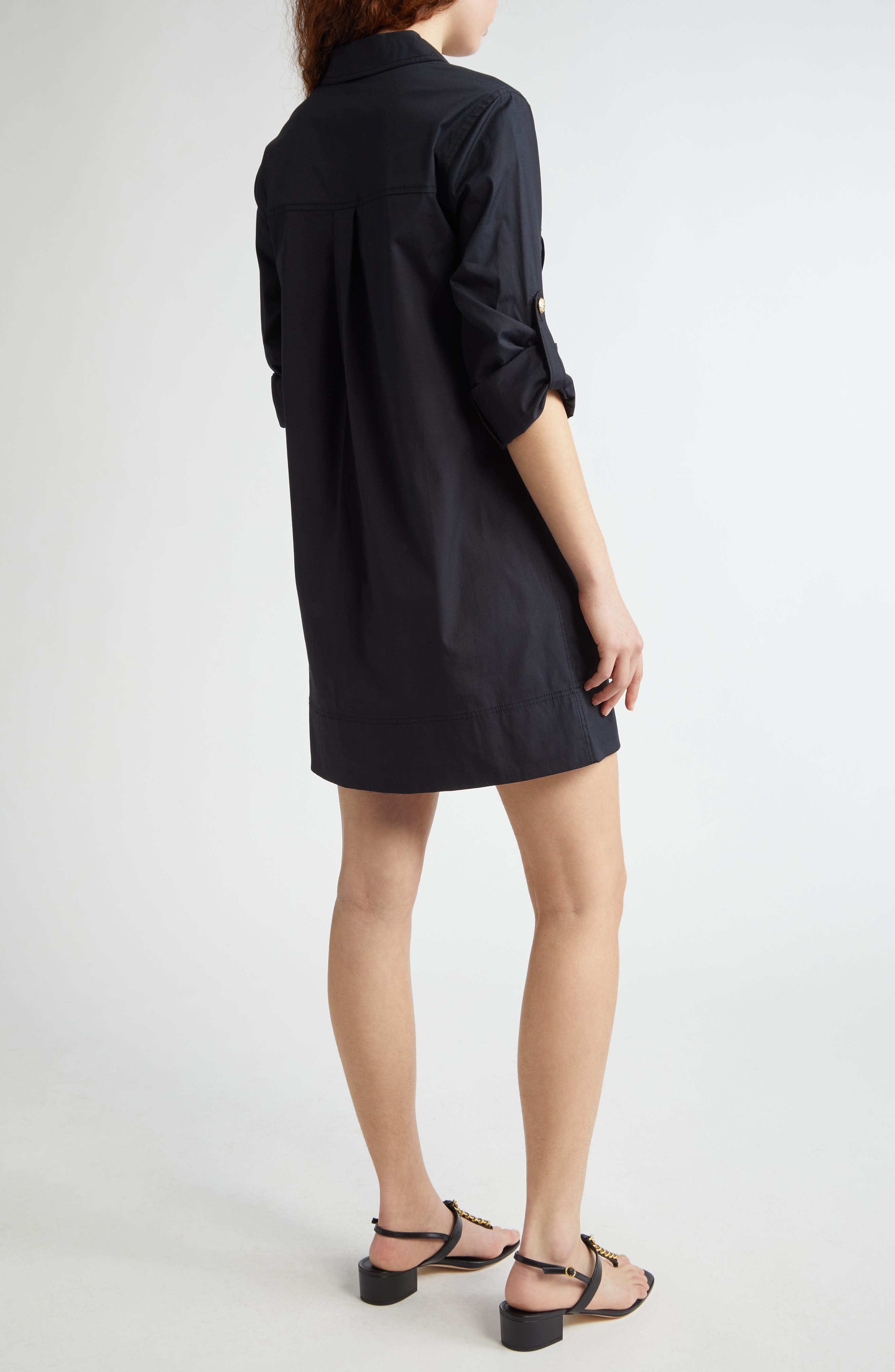 Veronica Beard Saude Long Sleeve Stretch Cotton Dress in Black at Nordstrom - 2