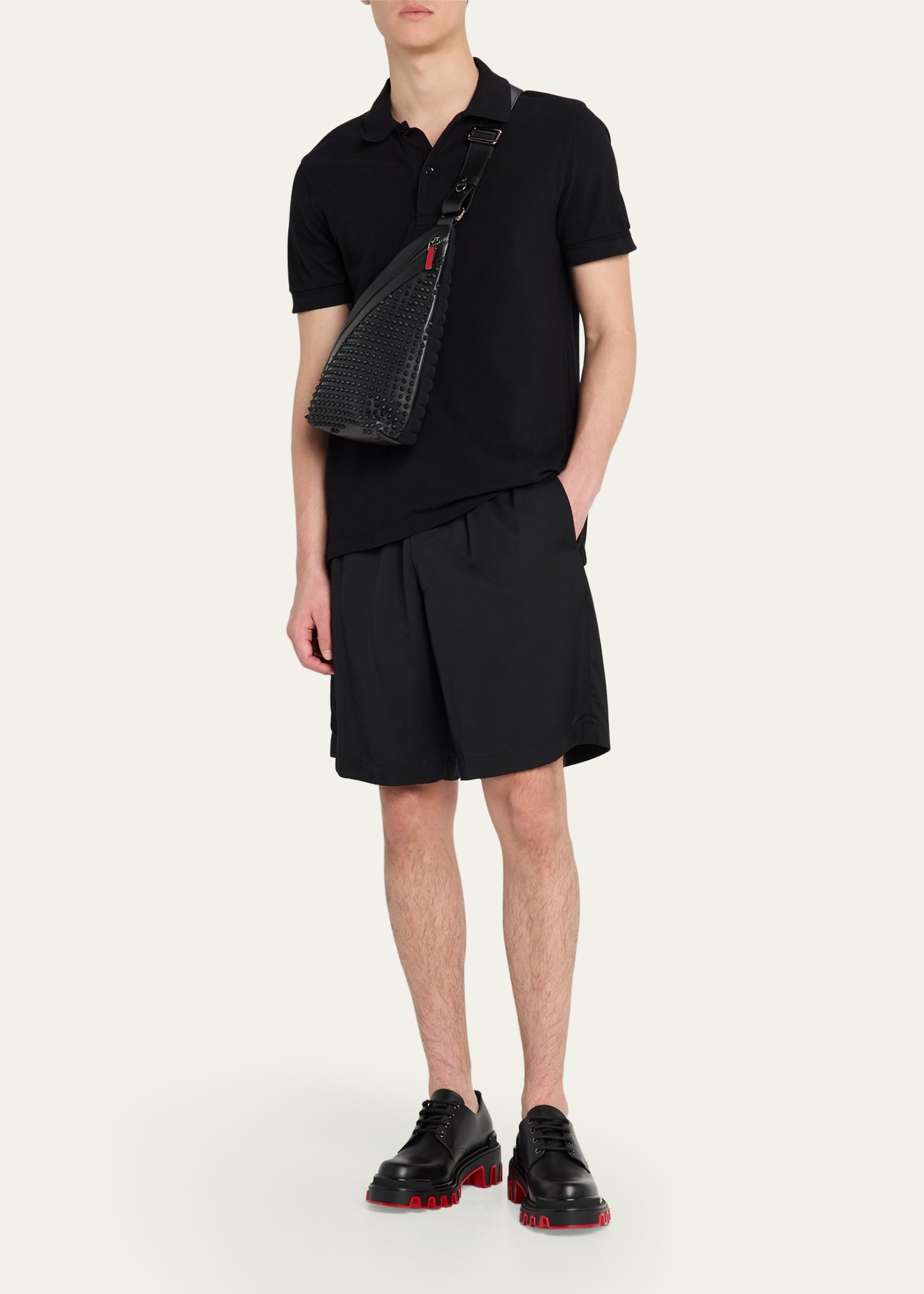 Men's Funky Leather Empire Spikes Sling Bag - 5