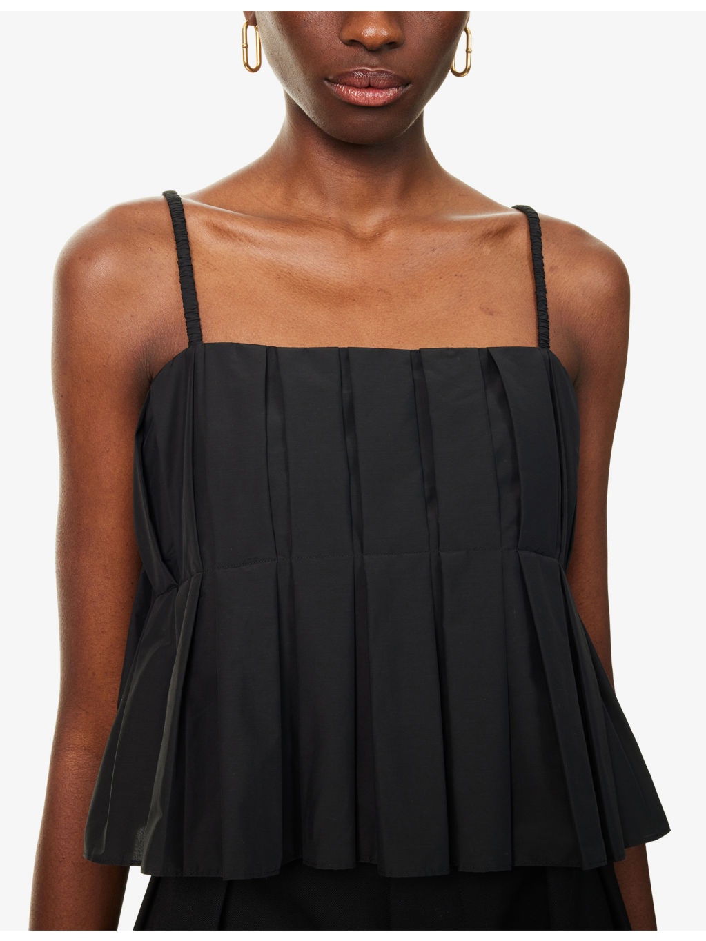 Pleated Crop Cotton-Blend Top - 5