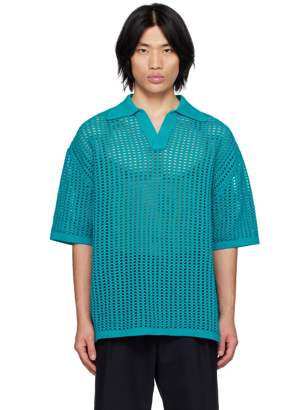 Blue Dropped Shoulder Polo - 1