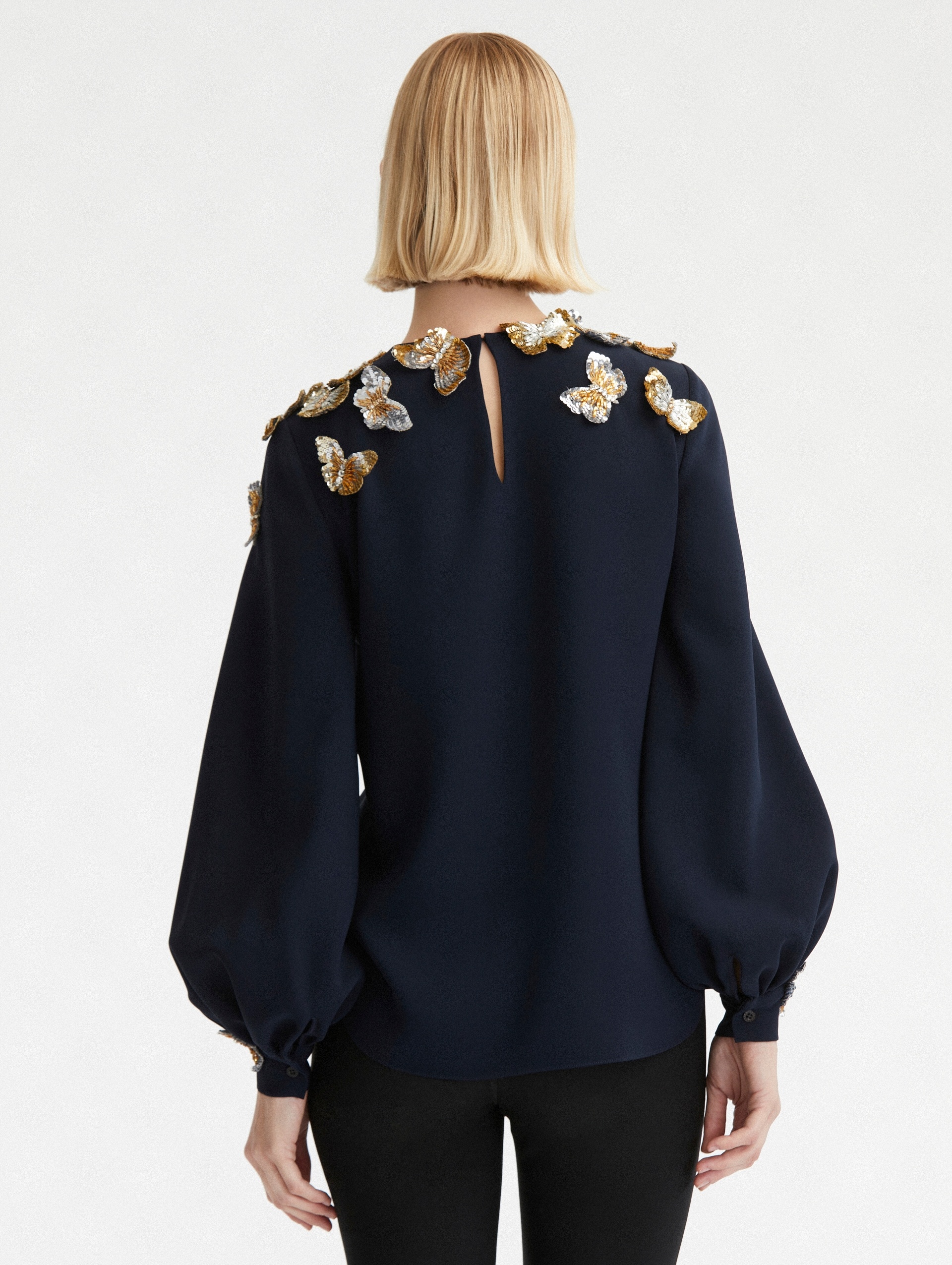 BUTTERFLY SEQUIN EMBROIDERED BLOUSE - 4